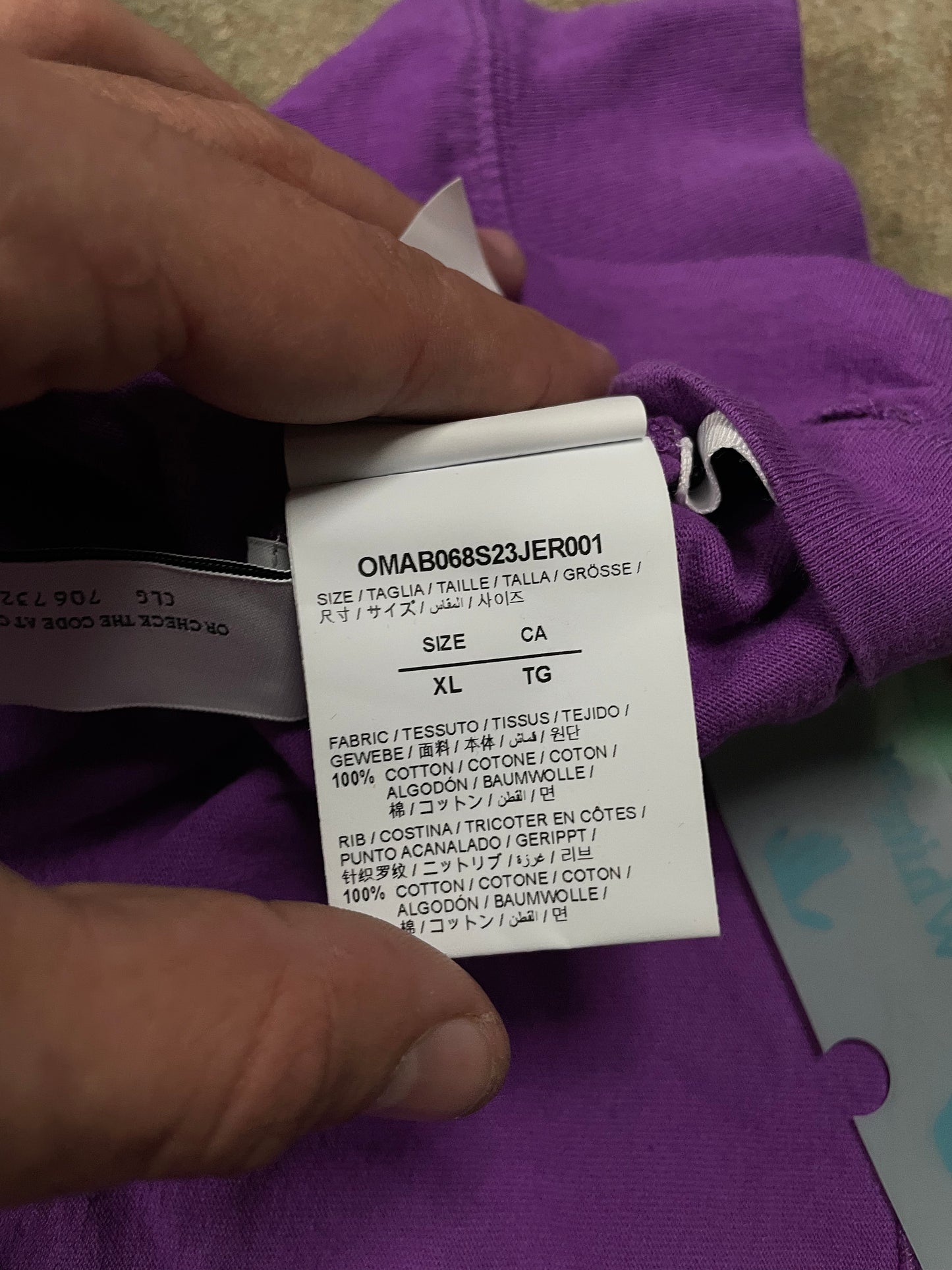 Off White Purple Jumbo Arrow Double LS Tee XL