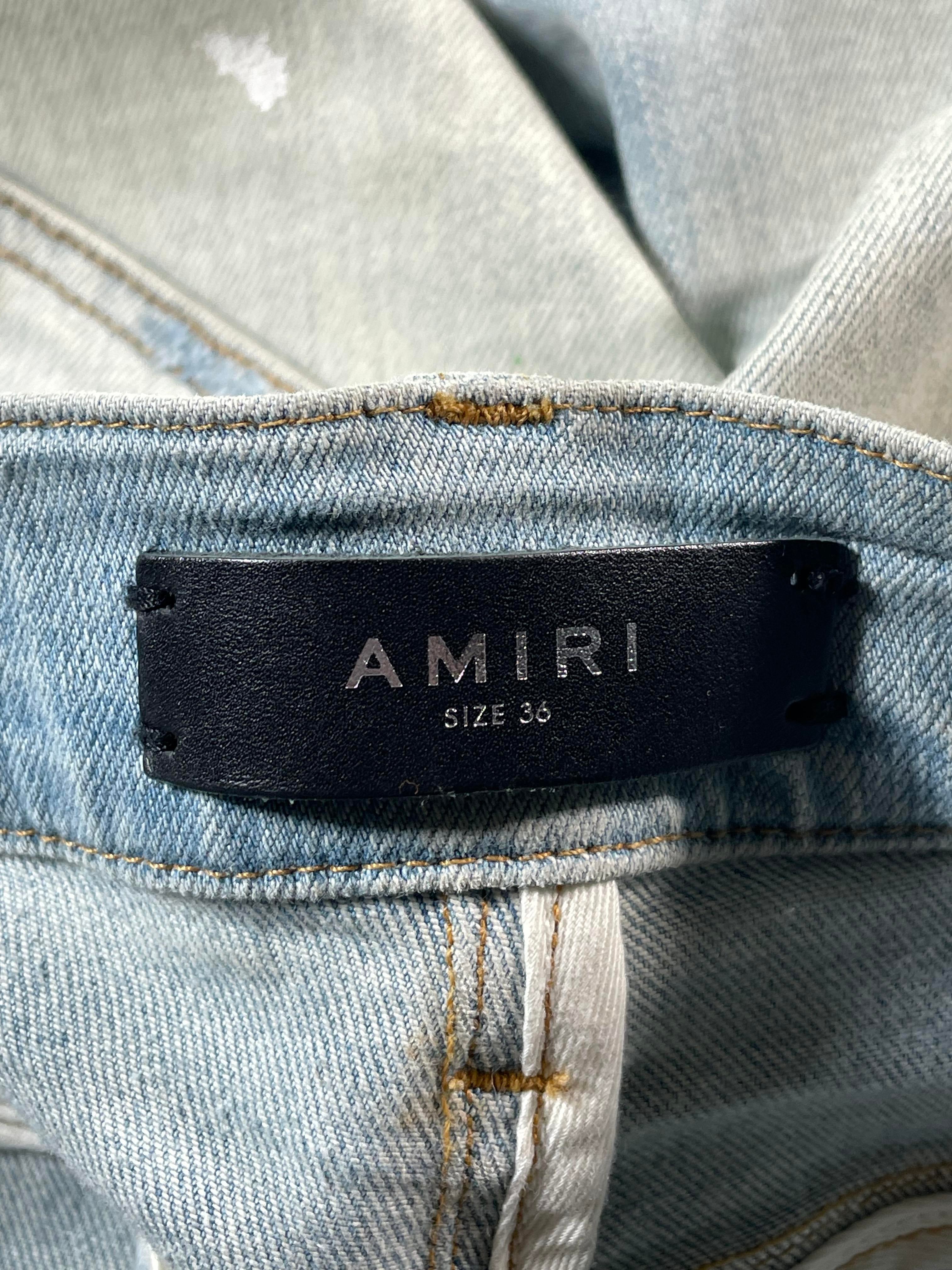 Amiri South Beach Paint Splatter Light Wash Jeans