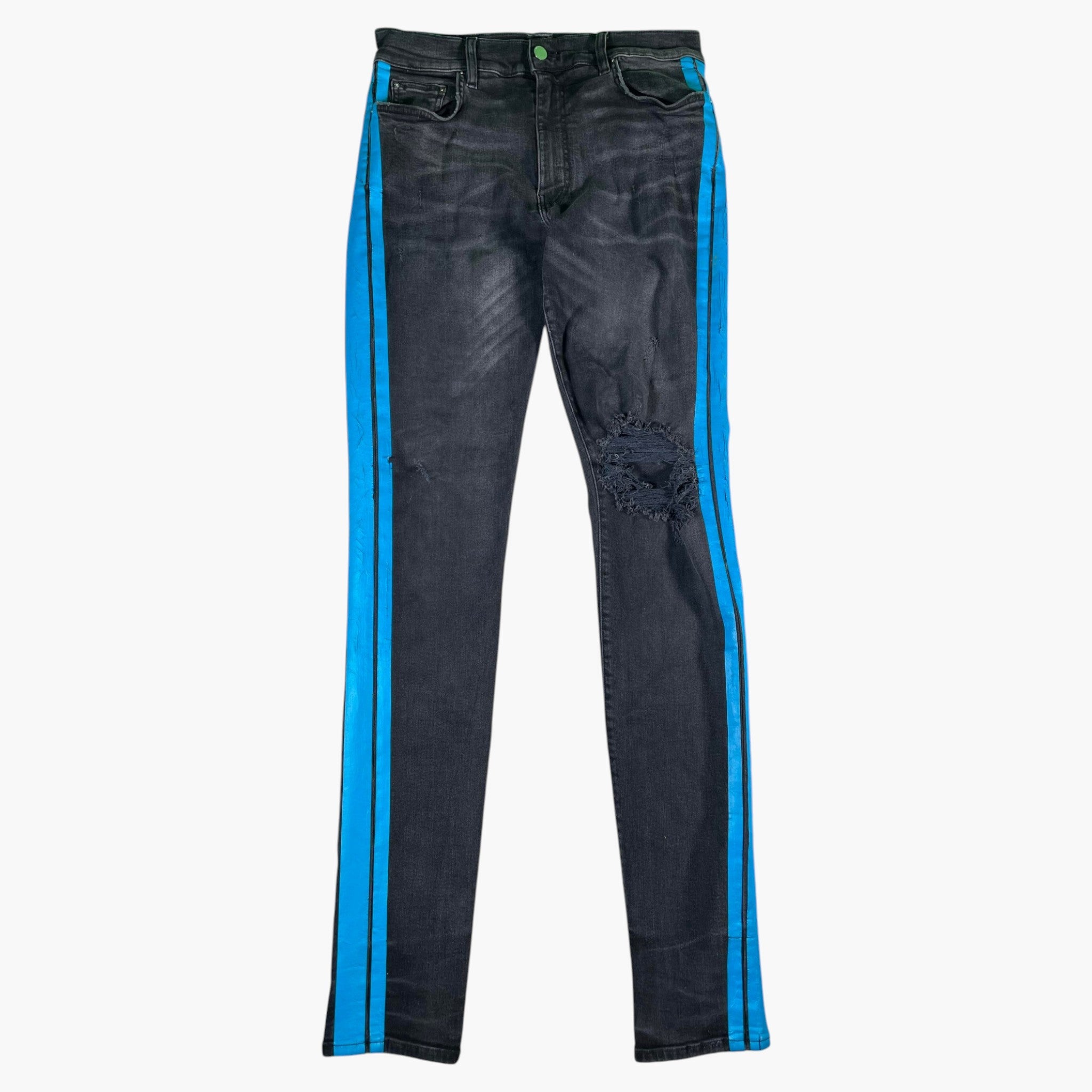 Amiri Stripe Black Wash & Blue Jeans