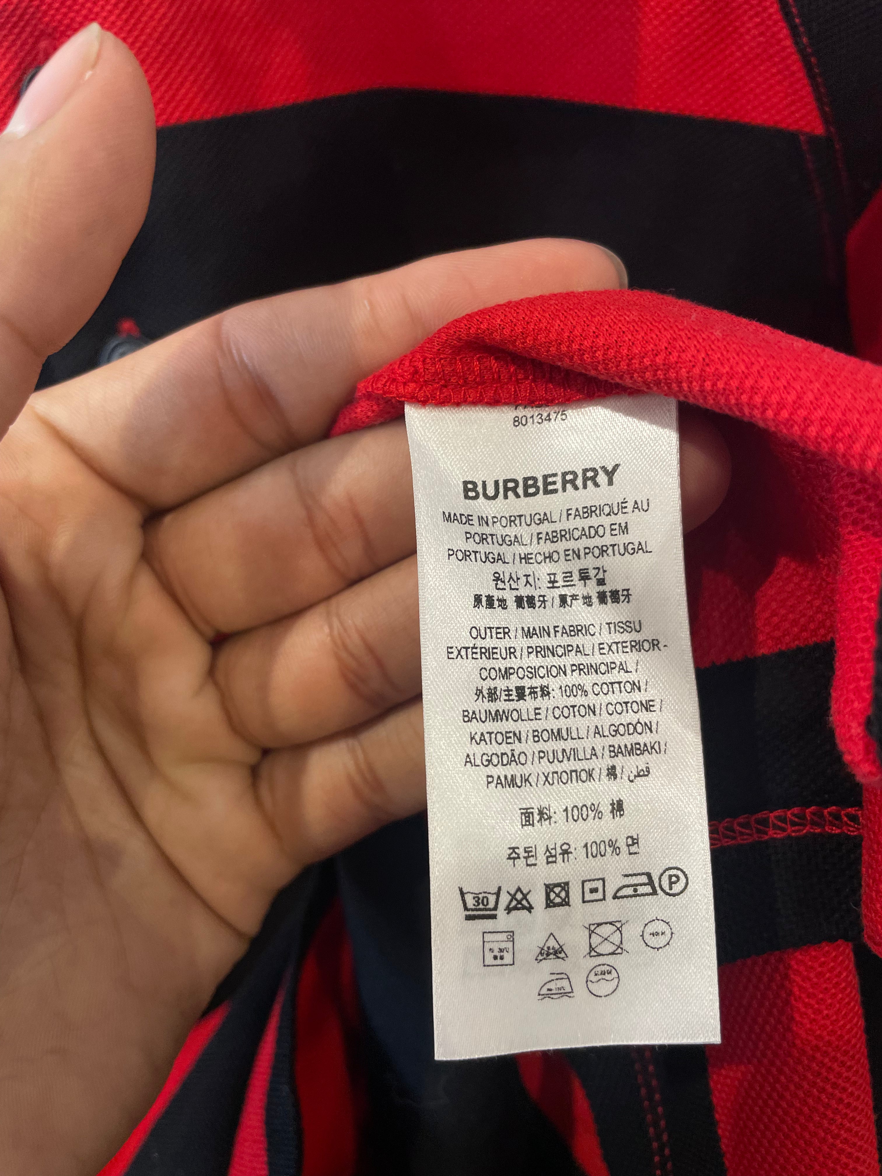 Burberry Polo Red Black White Used XXL