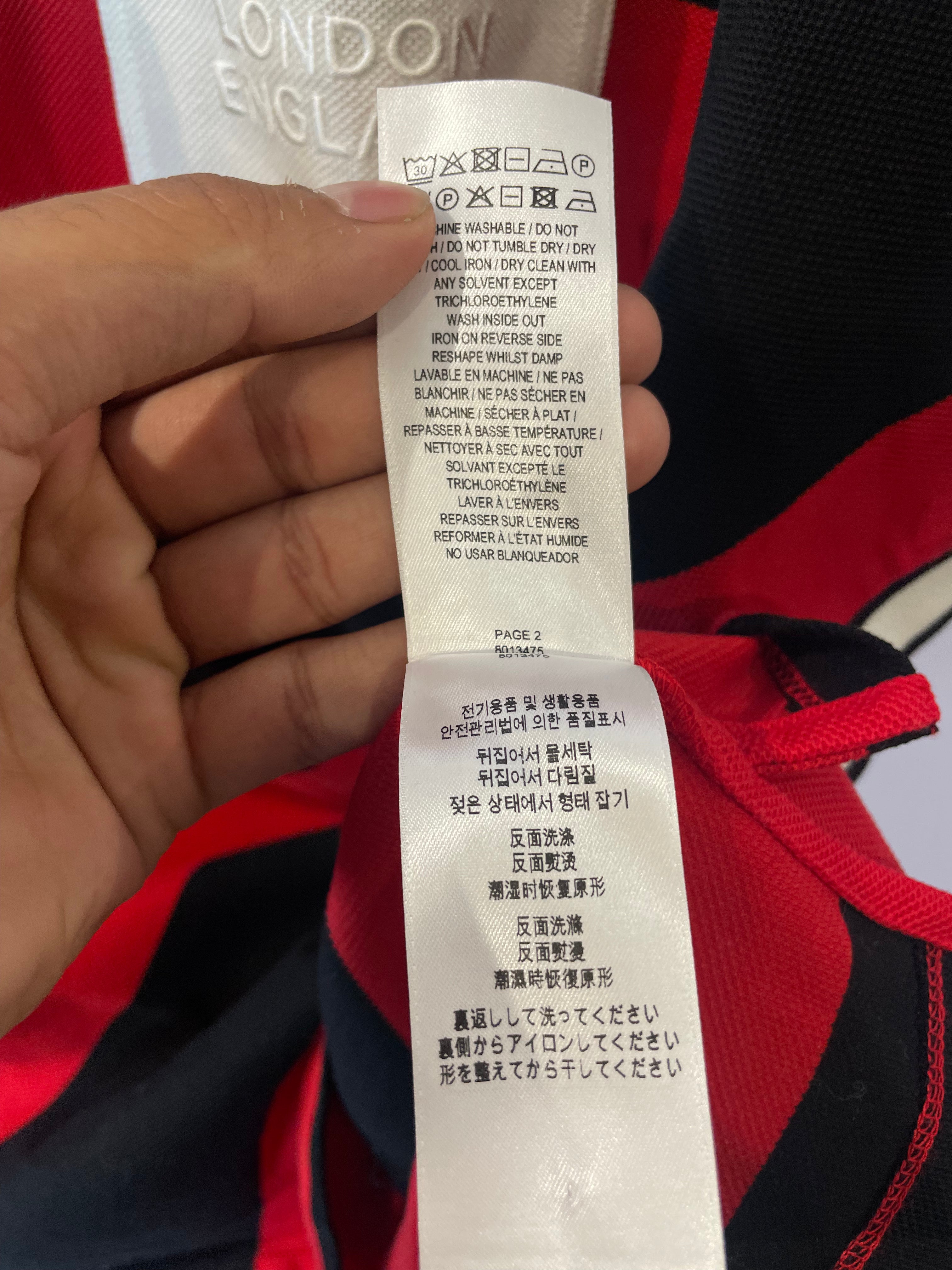 Burberry Polo Red Black White Used XXL