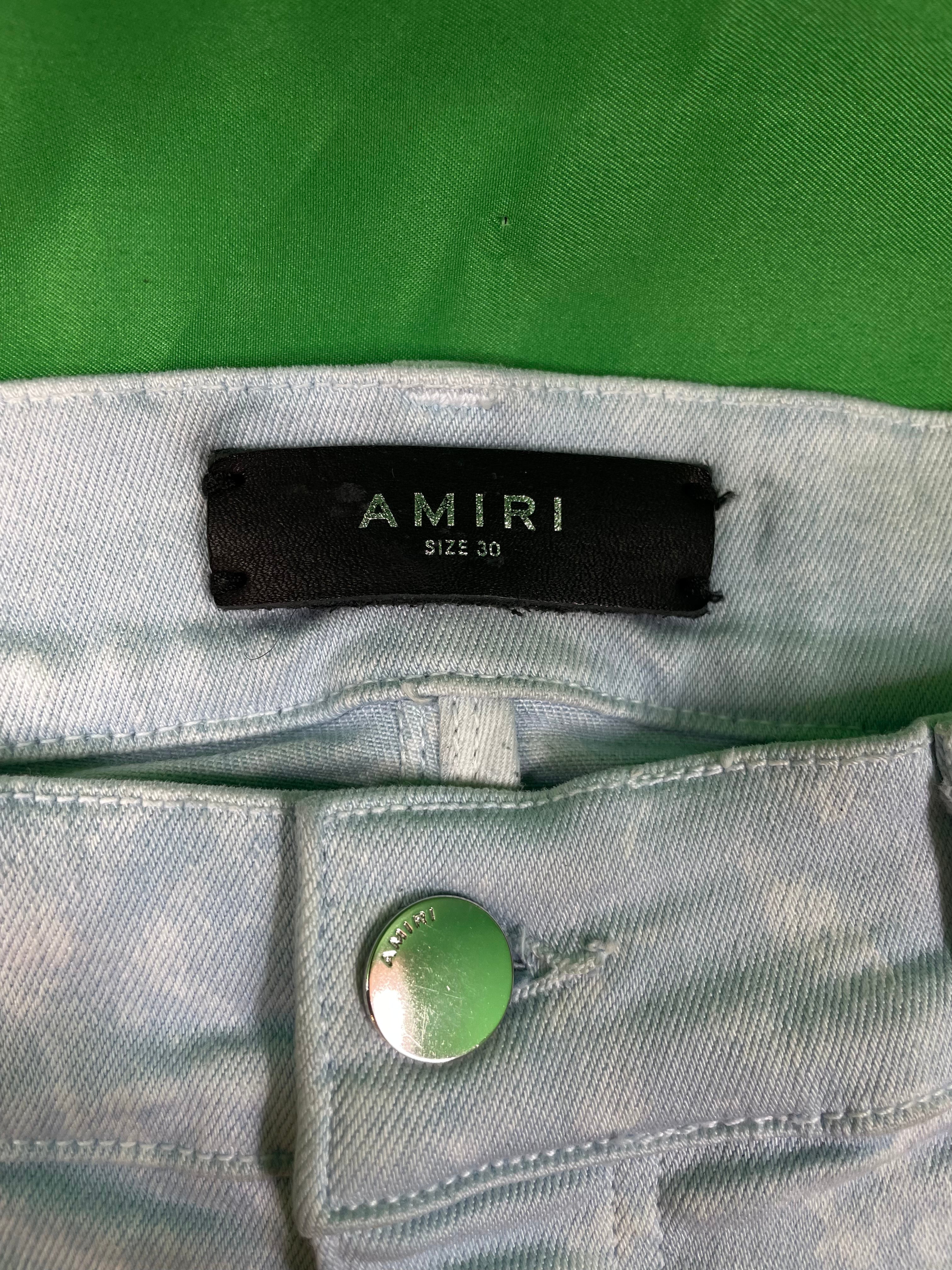 Amiri MX1 Ripped Powder Blue Jeans