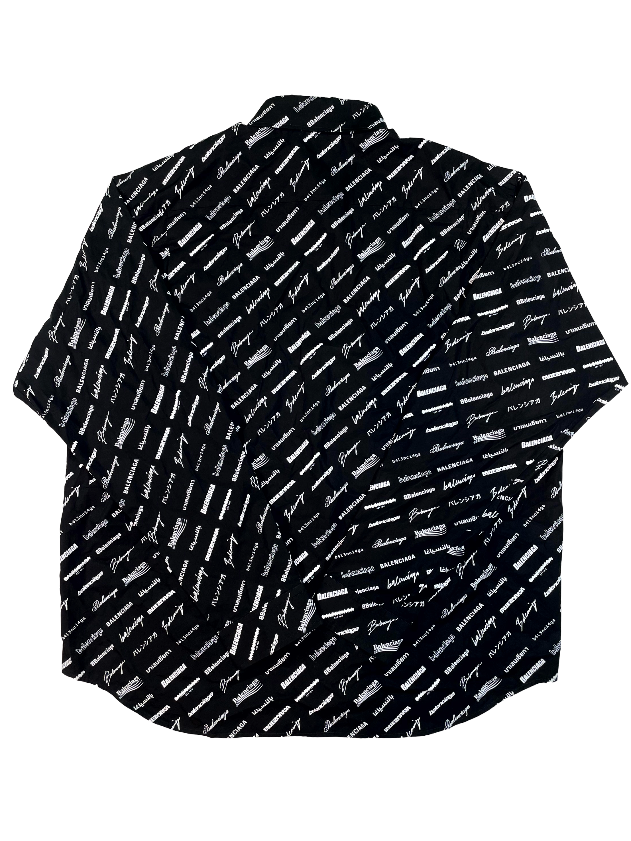 Balenciaga Multi Logo White & Black Button Up LS Shirt