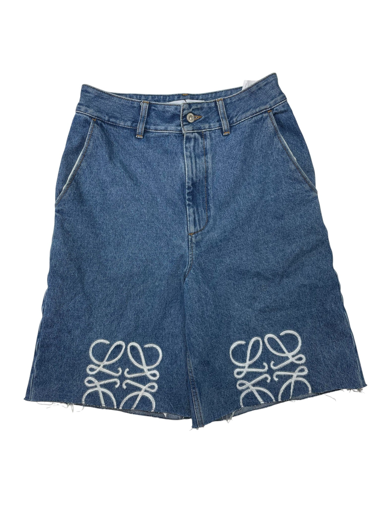 Loewe Knee Anagram Light Wash Shorts