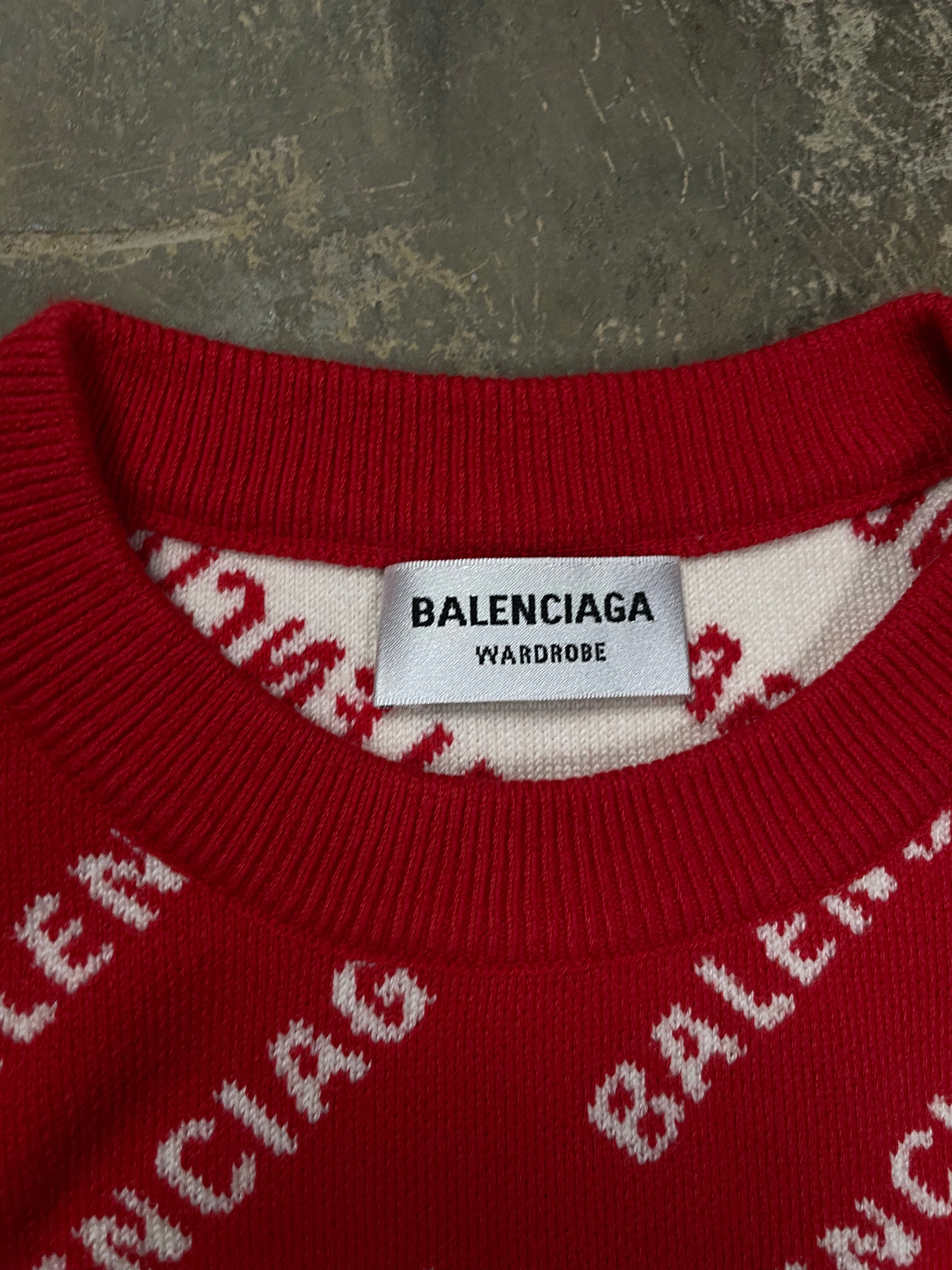 Balenciaga White Red Knit Sweater New XS S M