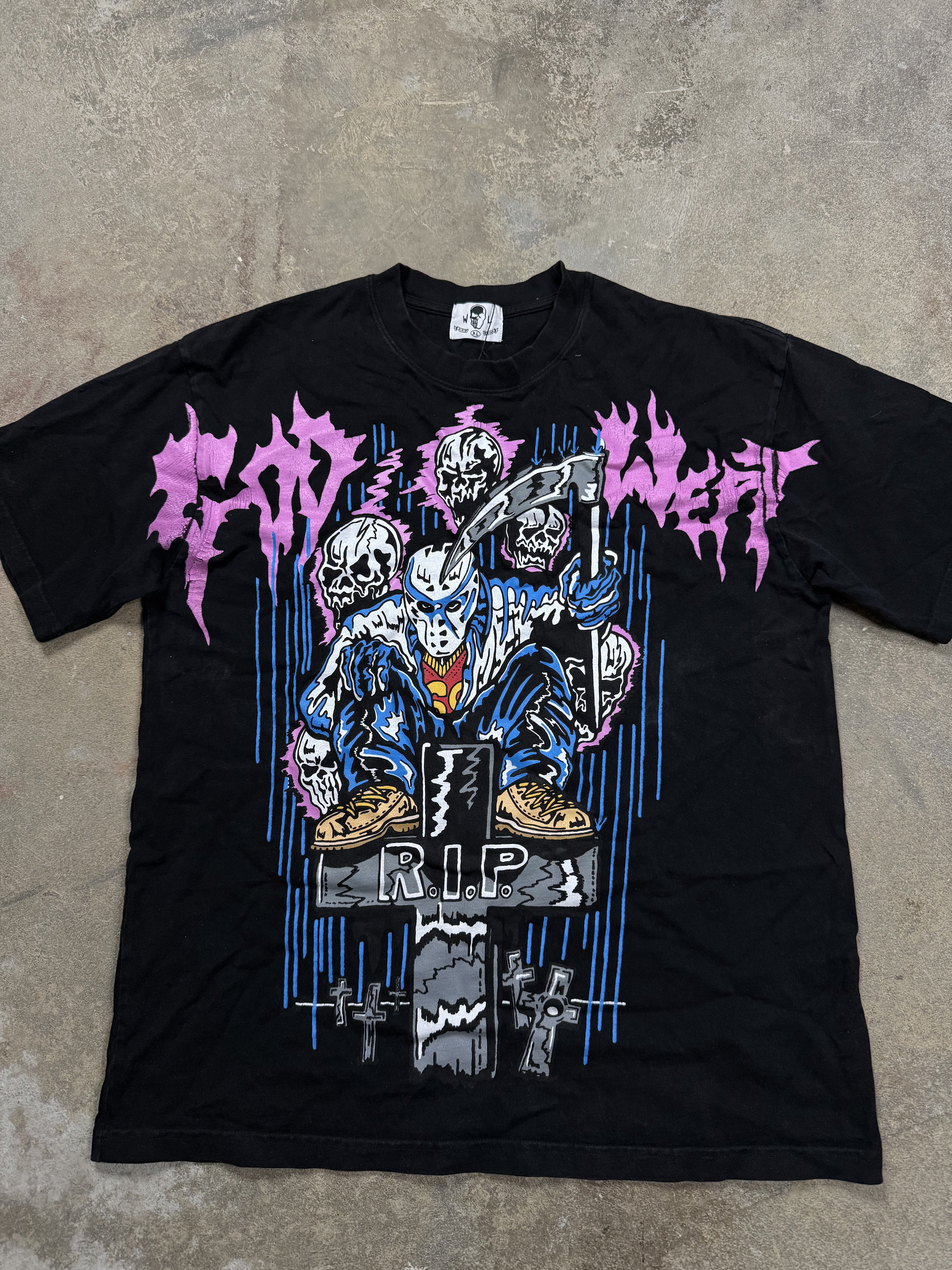 Warren Lotas Tee RIP Black Pink Used XL
