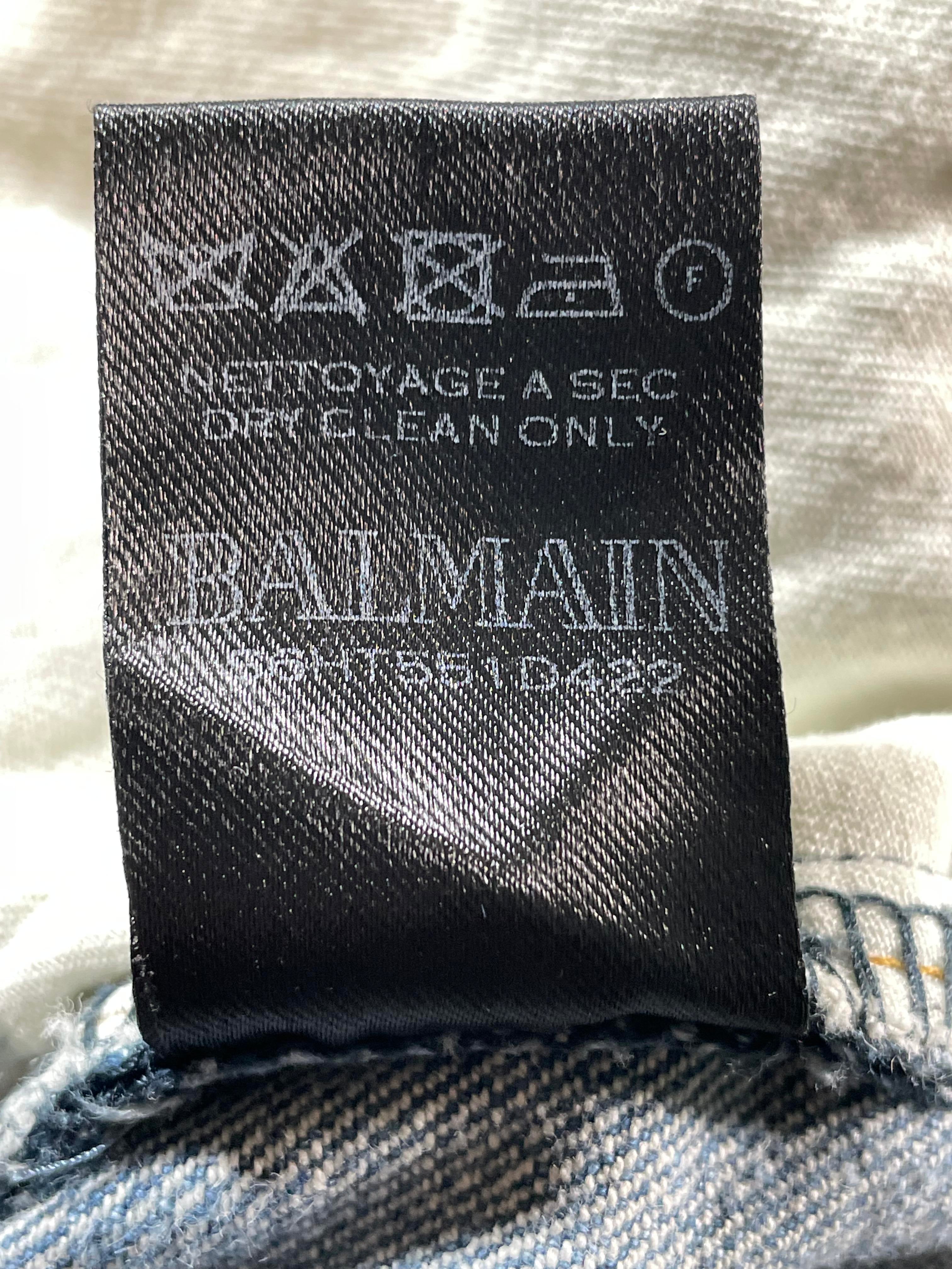 Balmain Distressed Biker Light Wash Jeans