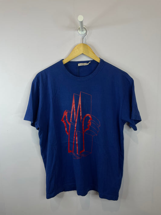 Moncler M Logo Tee Blue Orange Used Medium