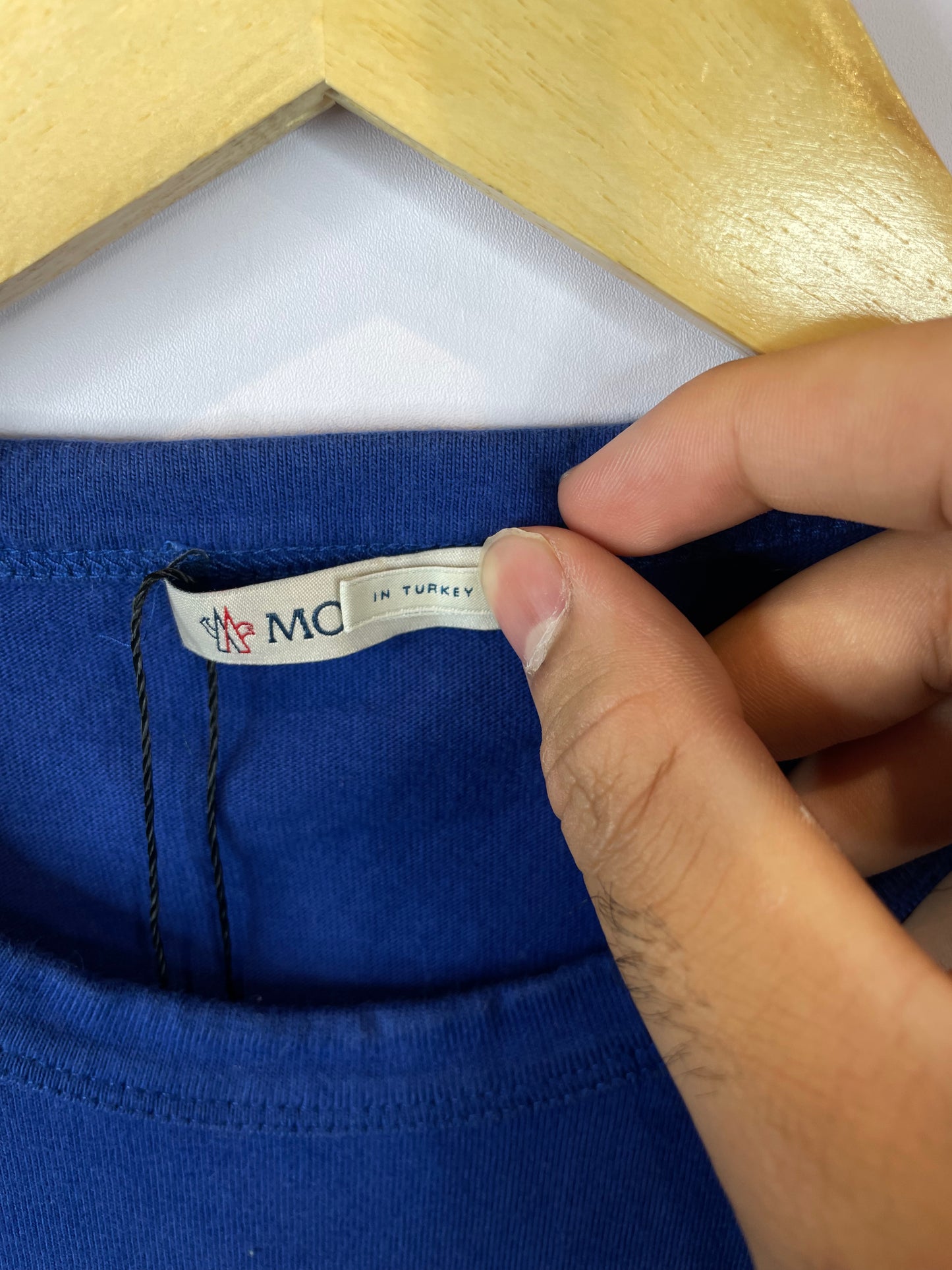 Moncler M Logo Tee Blue Orange Used Medium
