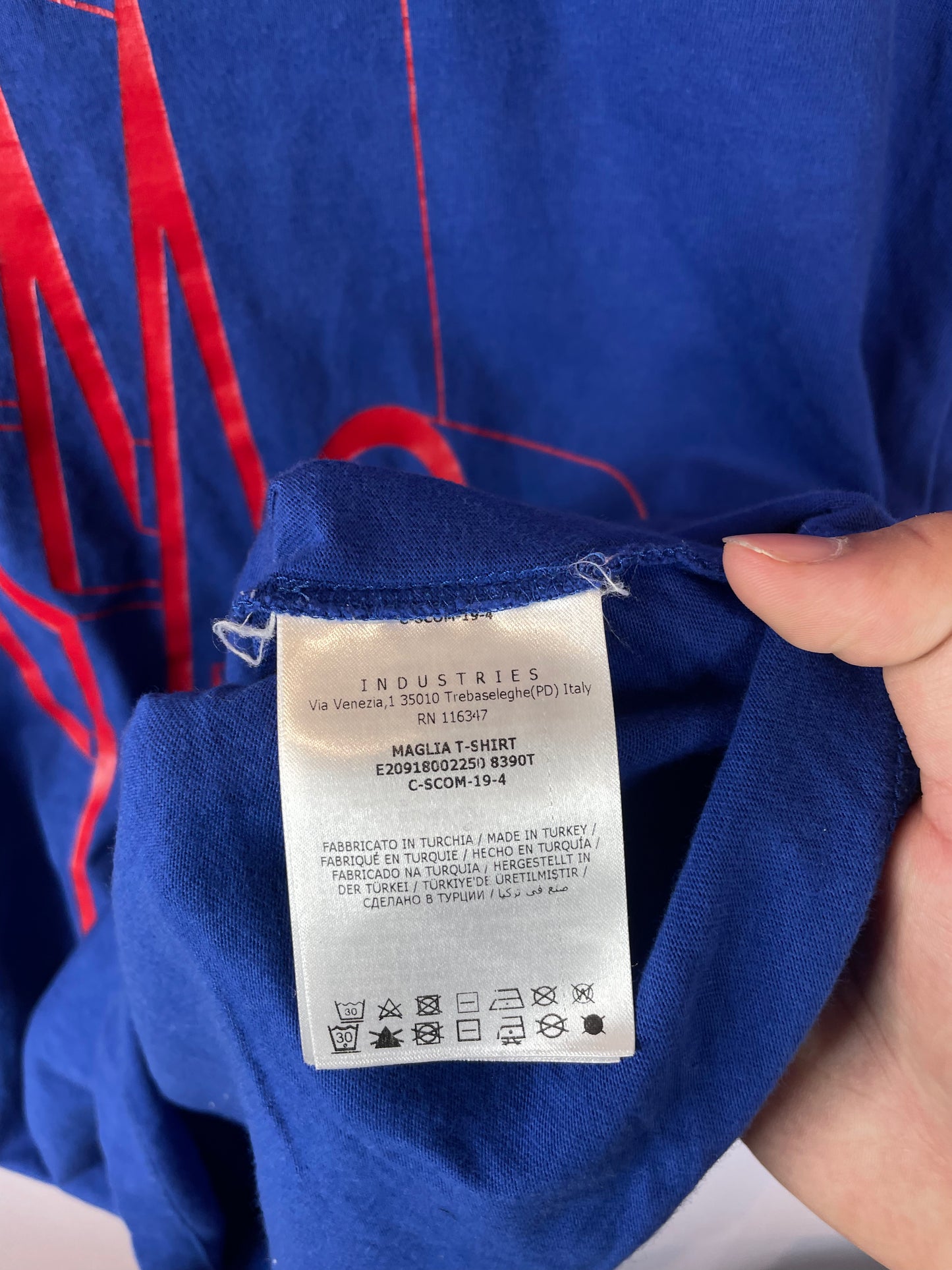 Moncler M Logo Tee Blue Orange Used Medium