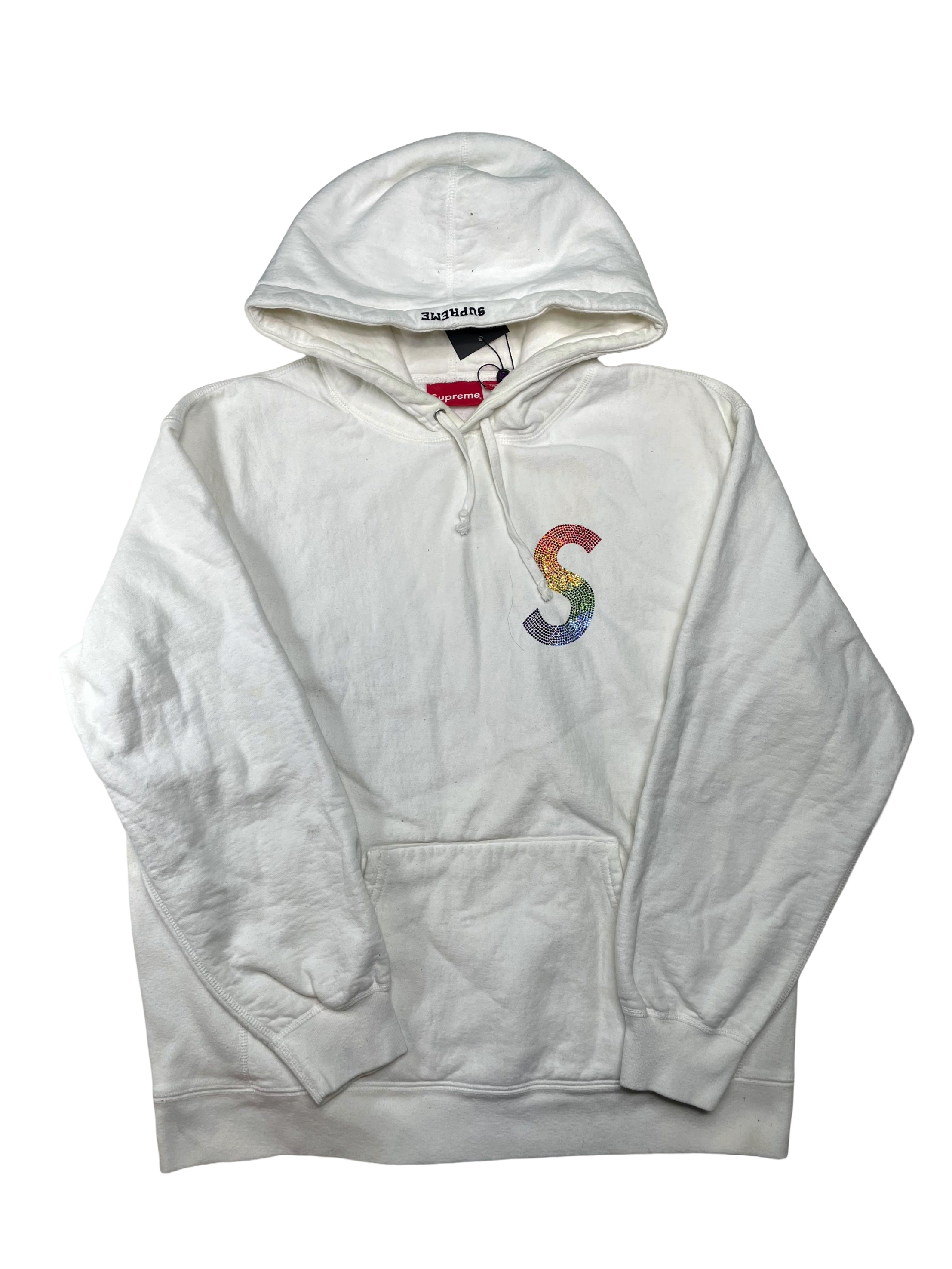 Supreme Swarovski S Logo White & Multicolor Hoodie