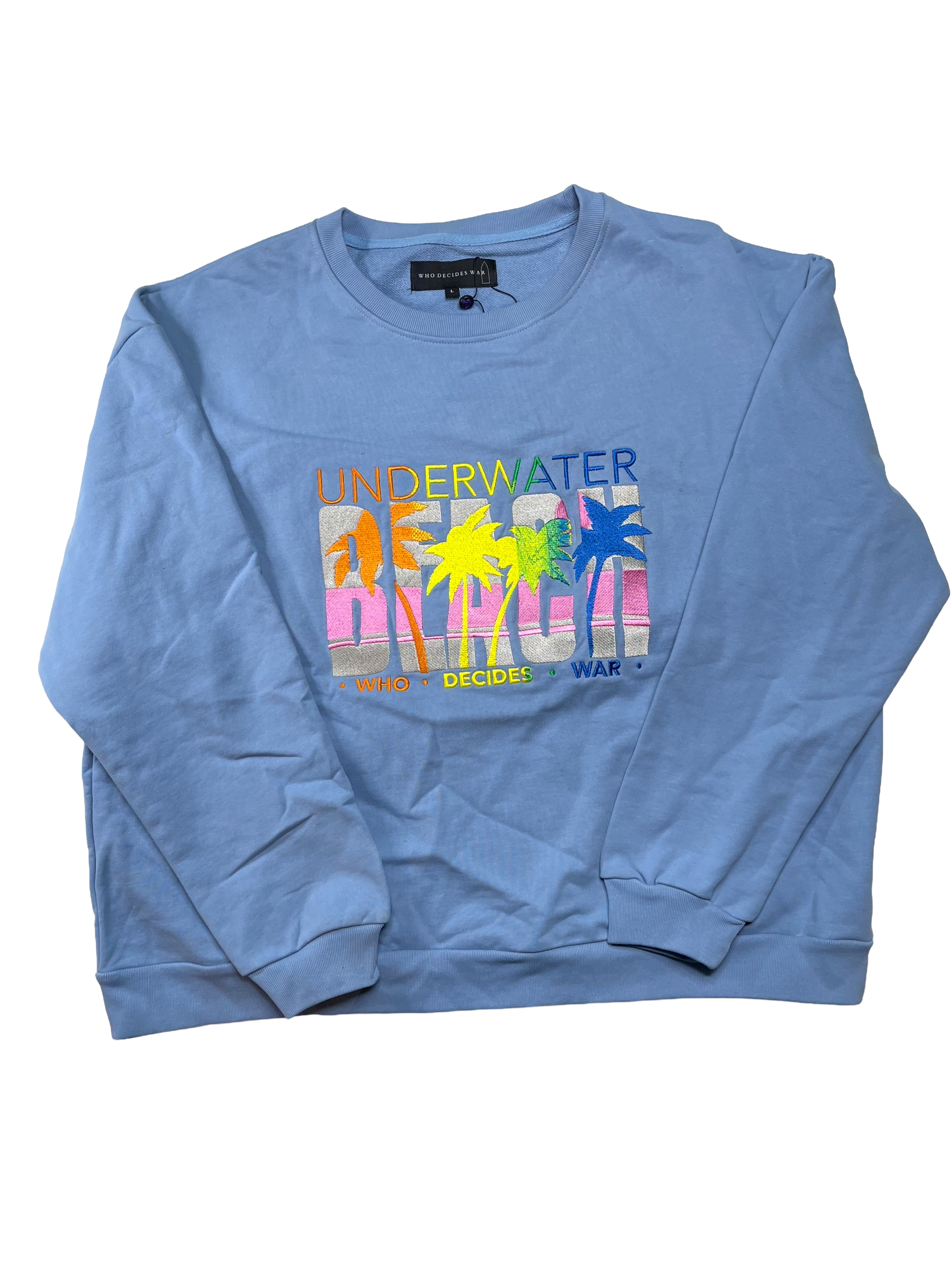 Who Decides War Underwater Beach Blue Crewneck