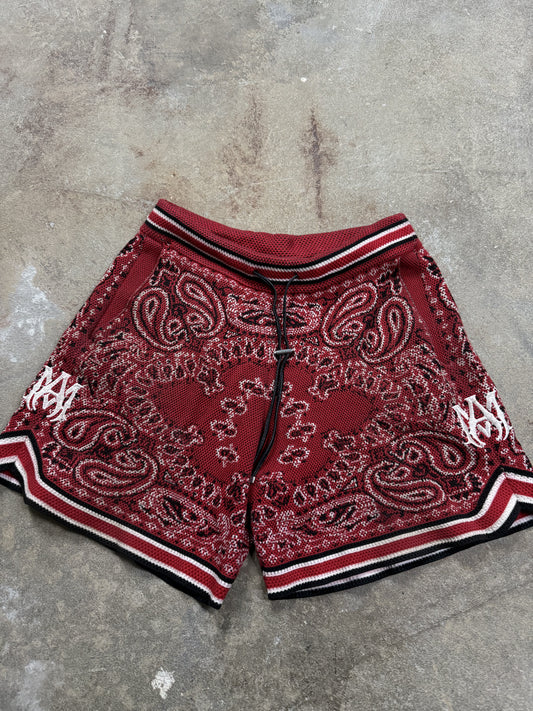 Amiri MA Knit Paisley Shorts Red Used XS