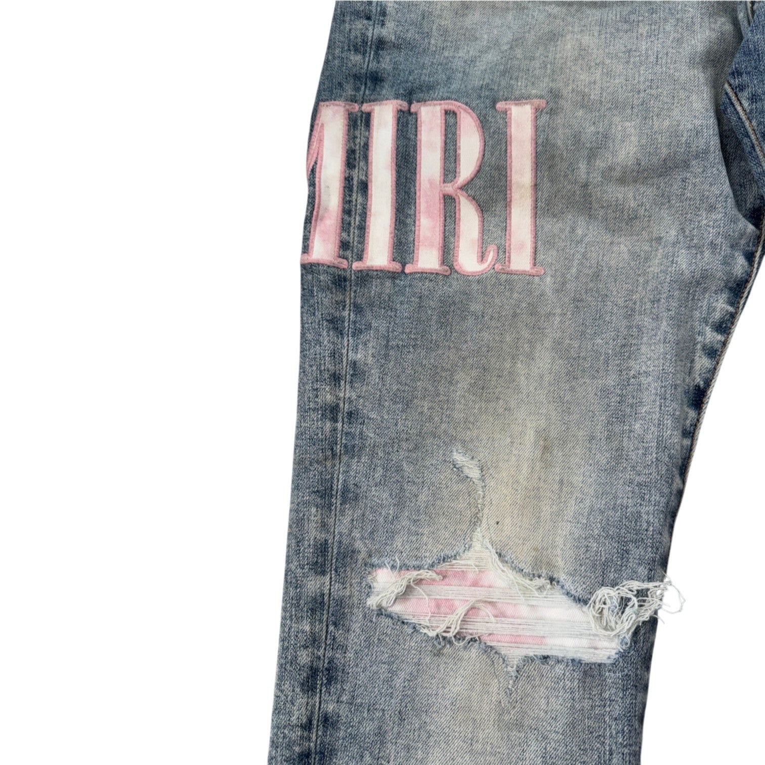 Amiri Side Logo Vintage Wash & Pink Jeans