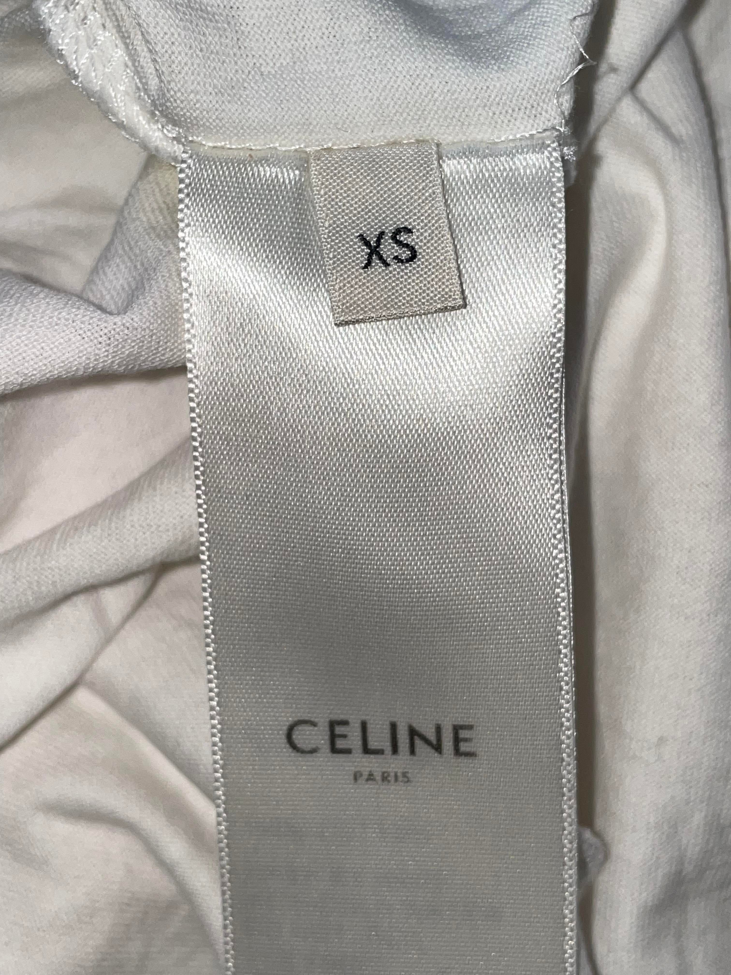 Celine Spell out Logo White & Black Tee