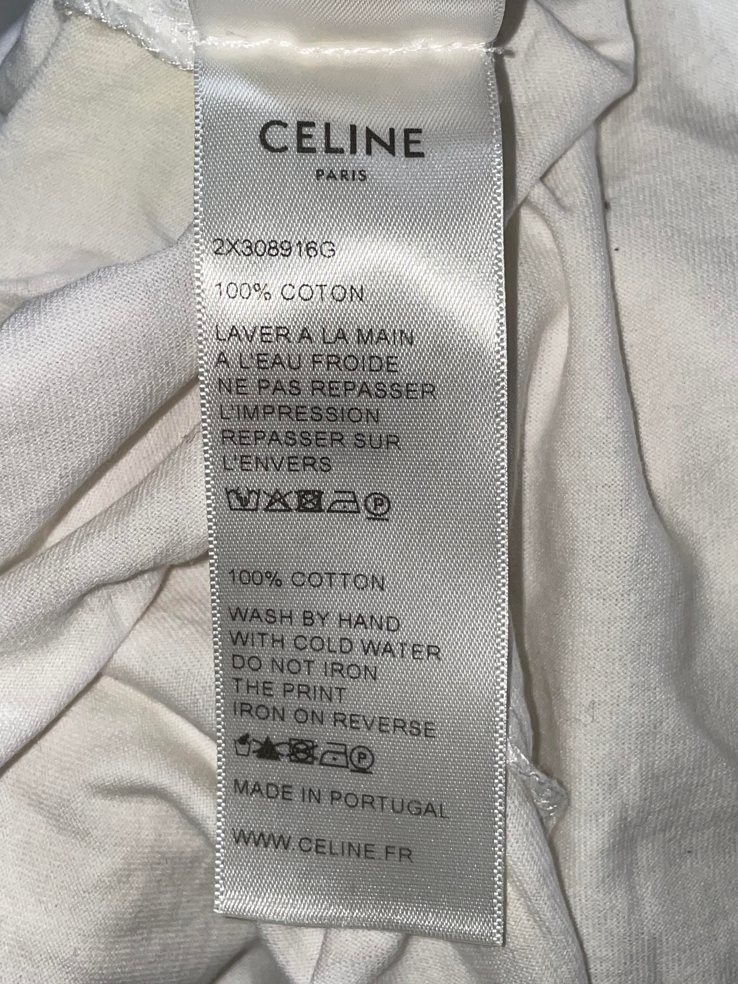 Celine Spell out Logo White & Black Tee