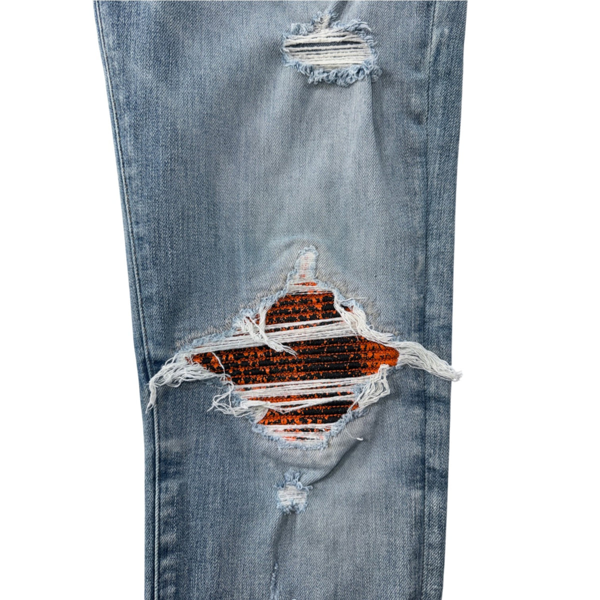 Amiri "MX1" Crackle Light Wash & Orange Jeans