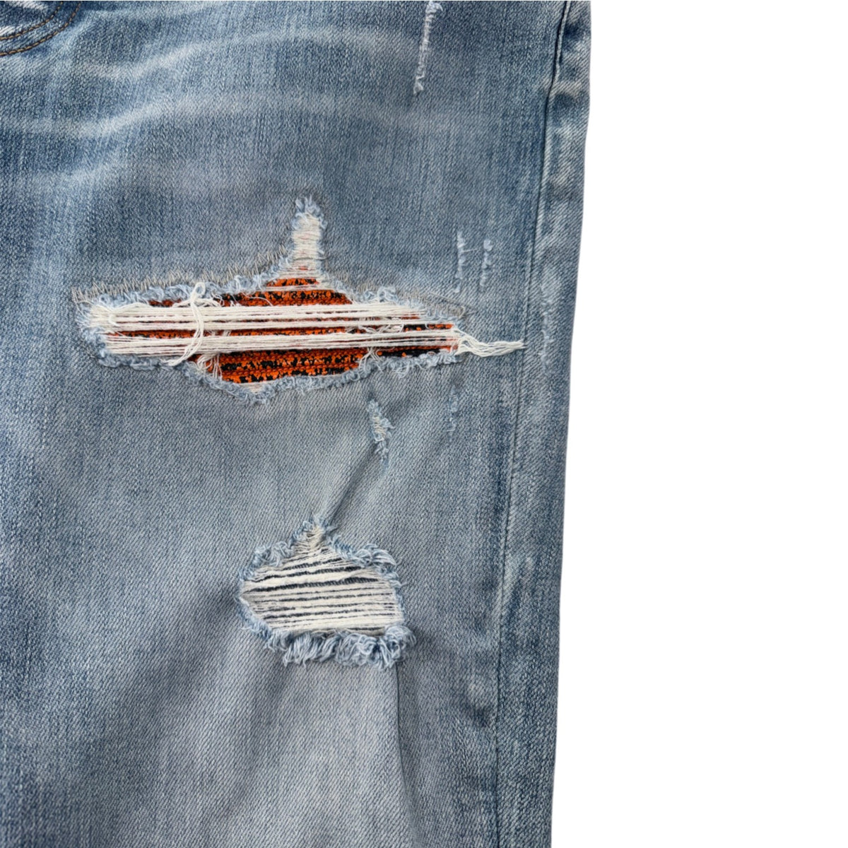 Amiri "MX1" Crackle Light Wash & Orange Jeans