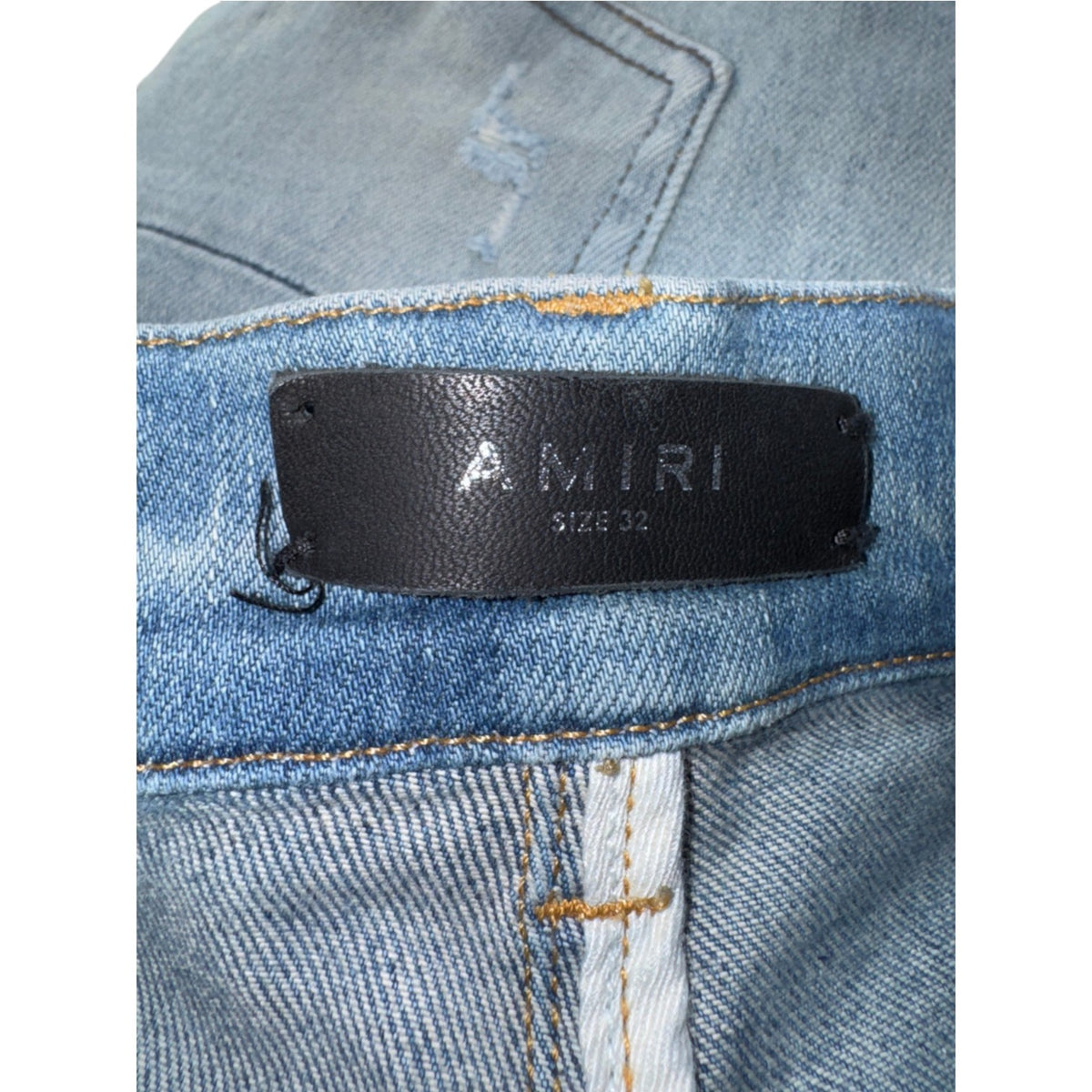 Amiri "MX1" Crackle Light Wash & Orange Jeans