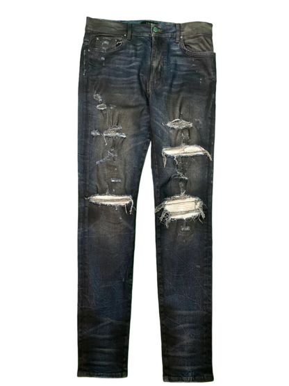 Amiri MX1 Wax White Wool Patch Blue Jeans