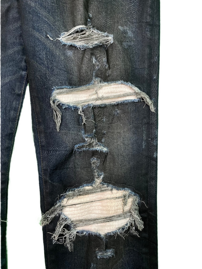Amiri MX1 Wax White Wool Patch Blue Jeans