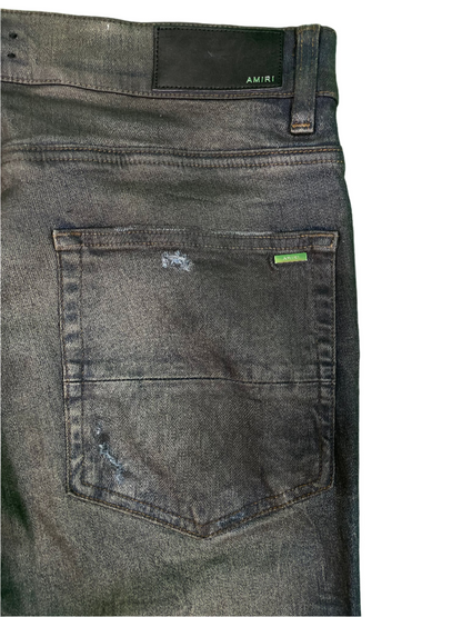 Amiri MX1 Wax White Wool Patch Blue Jeans