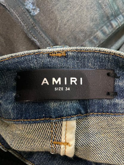 Amiri MX1 Wax White Wool Patch Blue Jeans