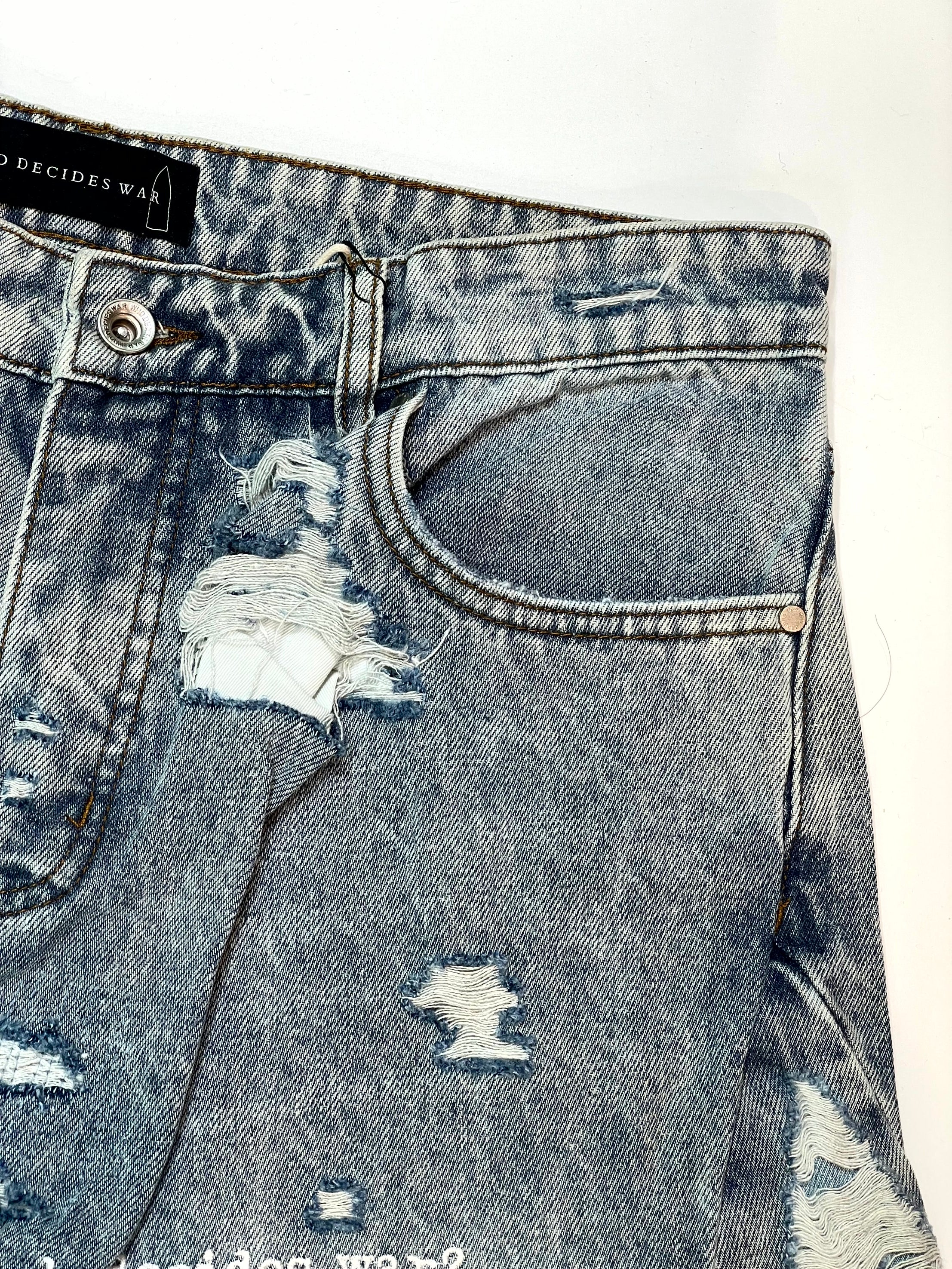 WDW Ultra Flare Scripture Denim Light Wash Jeans