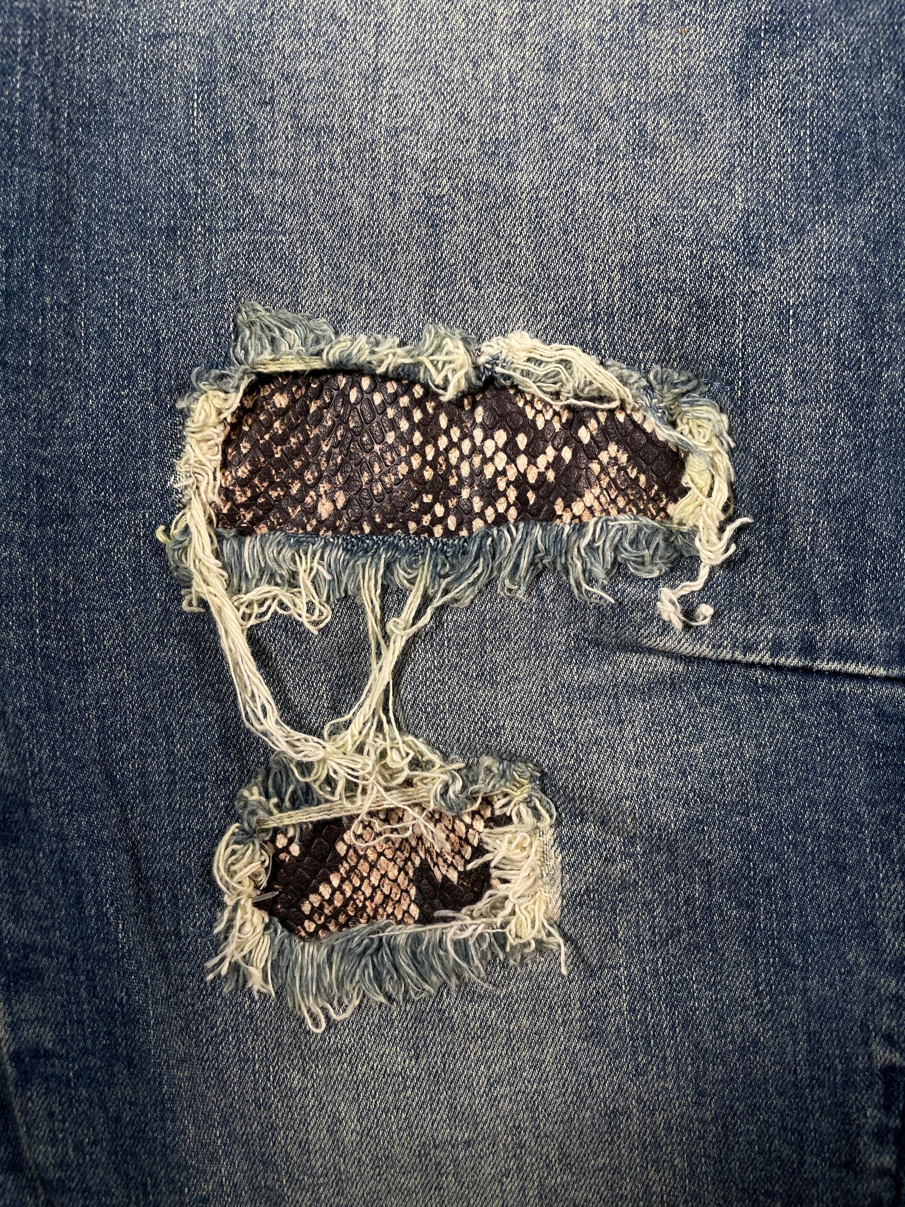 RTA Snakeskin Patchwork Dark Wash Jeans