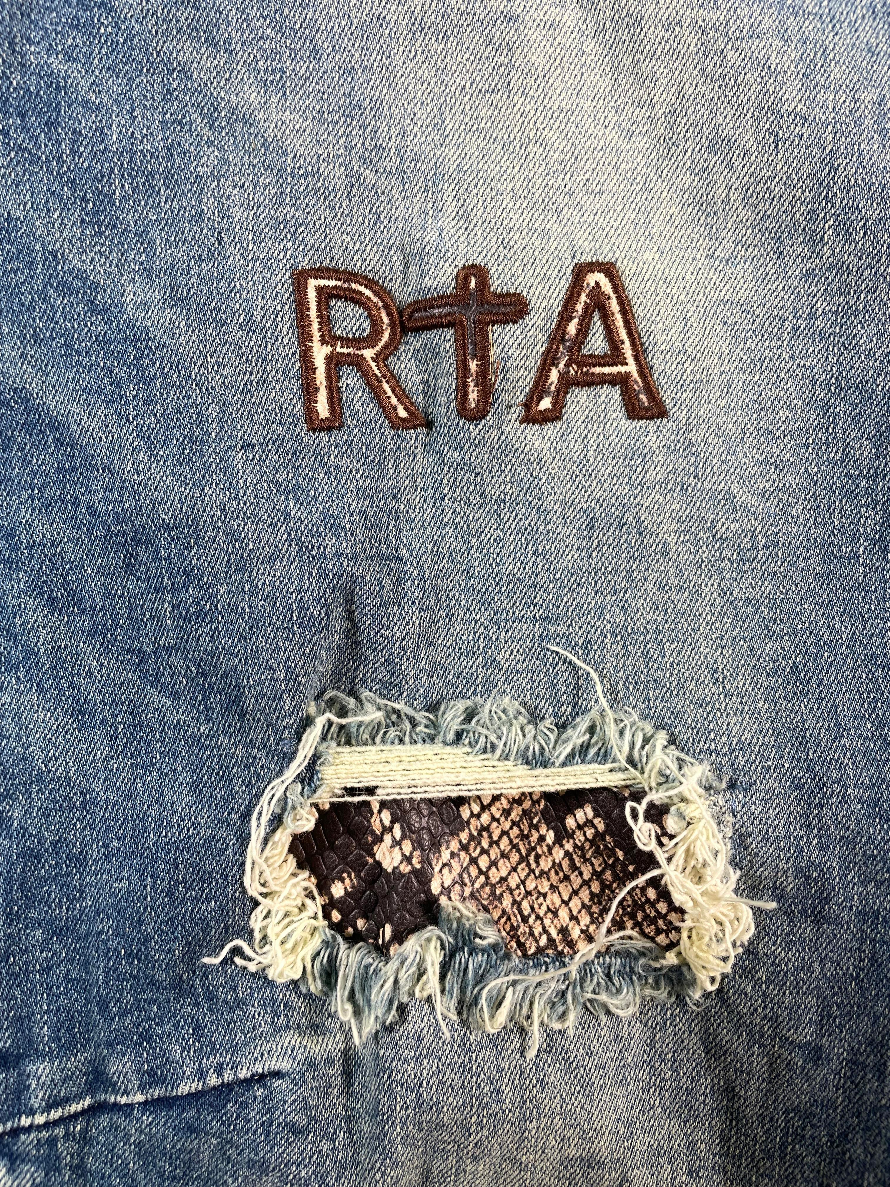 RTA Snakeskin Patchwork Dark Wash Jeans