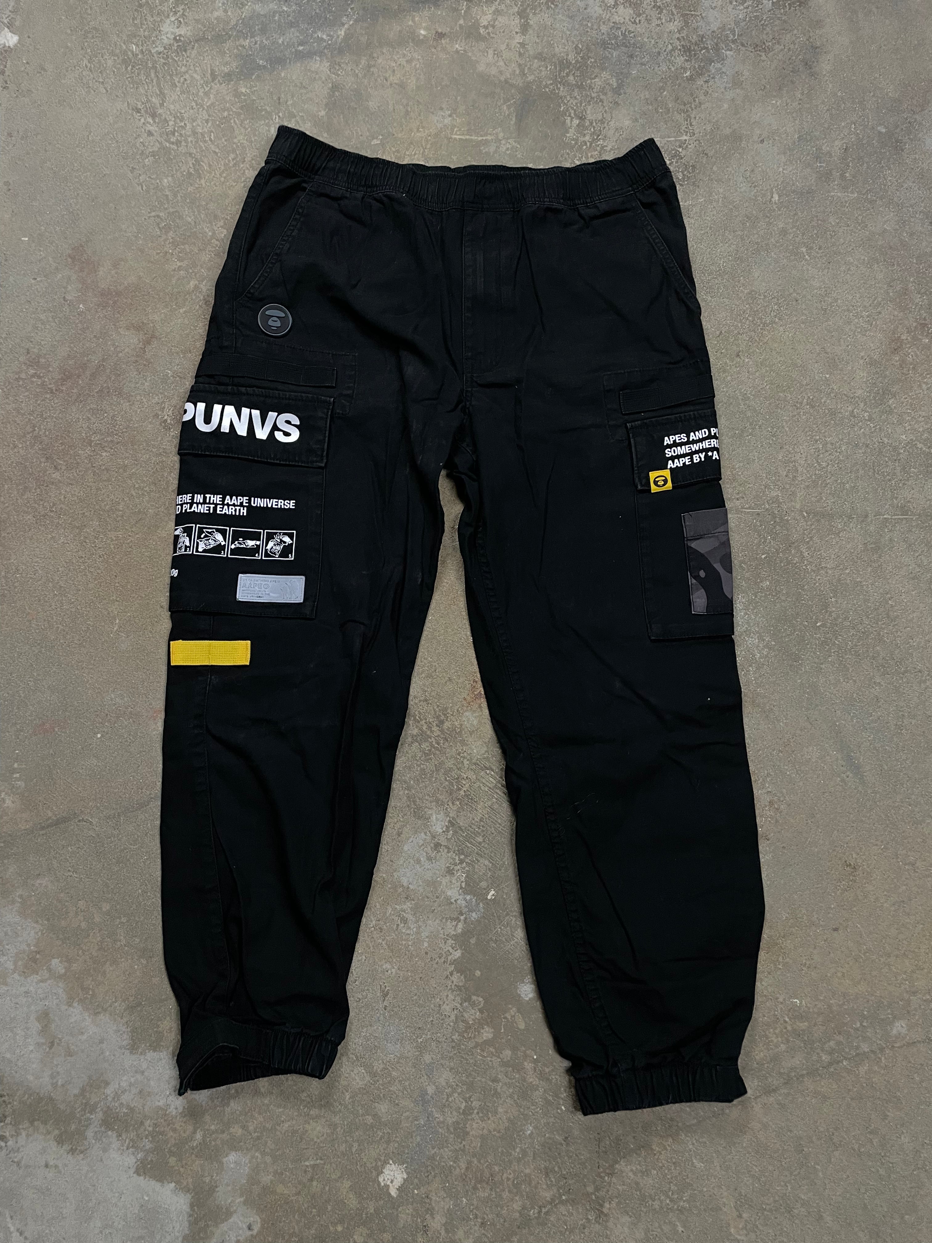 AAPE Cargo Pants Black Yellow XL Used