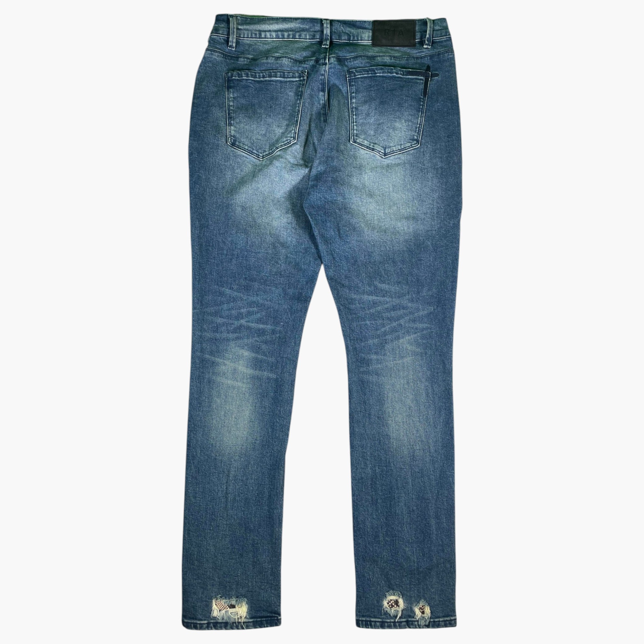 RTA Snakeskin Patchwork Dark Wash Jeans