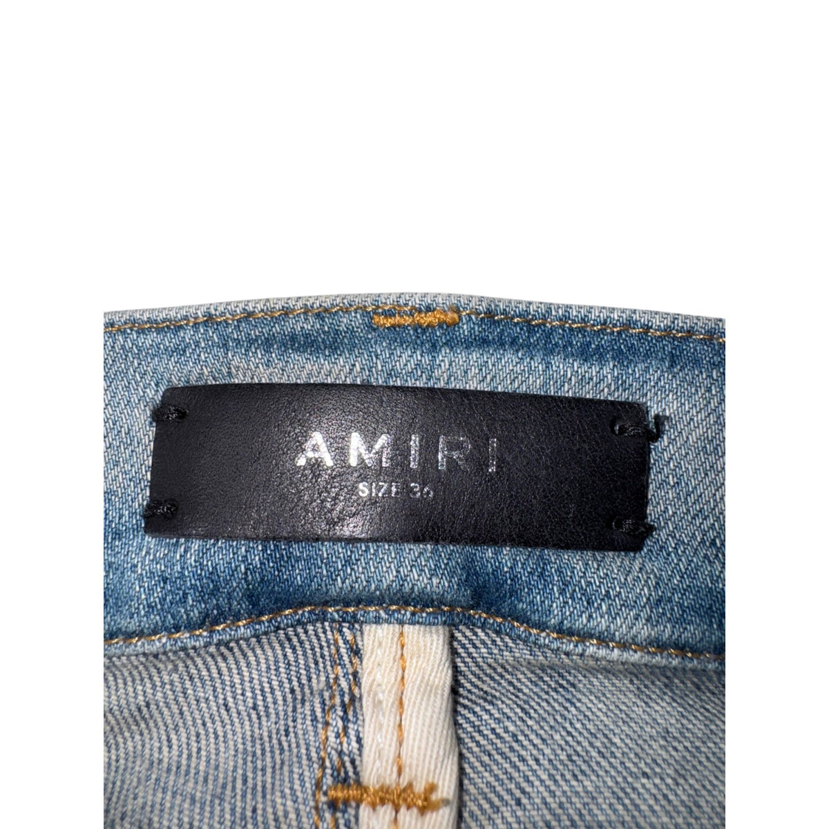 Amiri "MX1" Plaid Patch Light Wash, Navy & Red Jeans