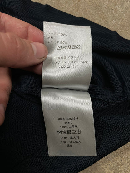 Dior Tee Black Beige Knit Chest Logo Used Medium