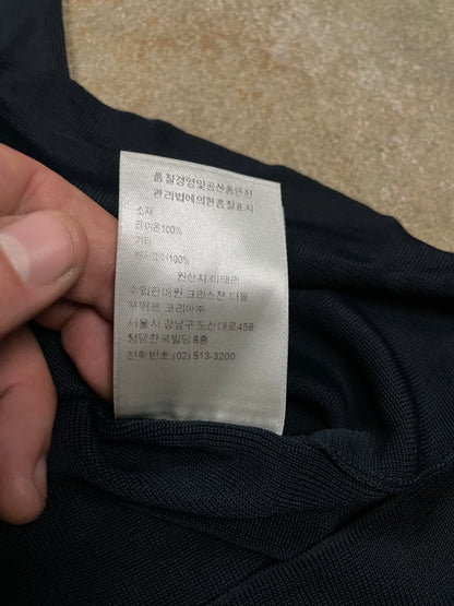 Dior Tee Black Beige Knit Chest Logo Used Medium
