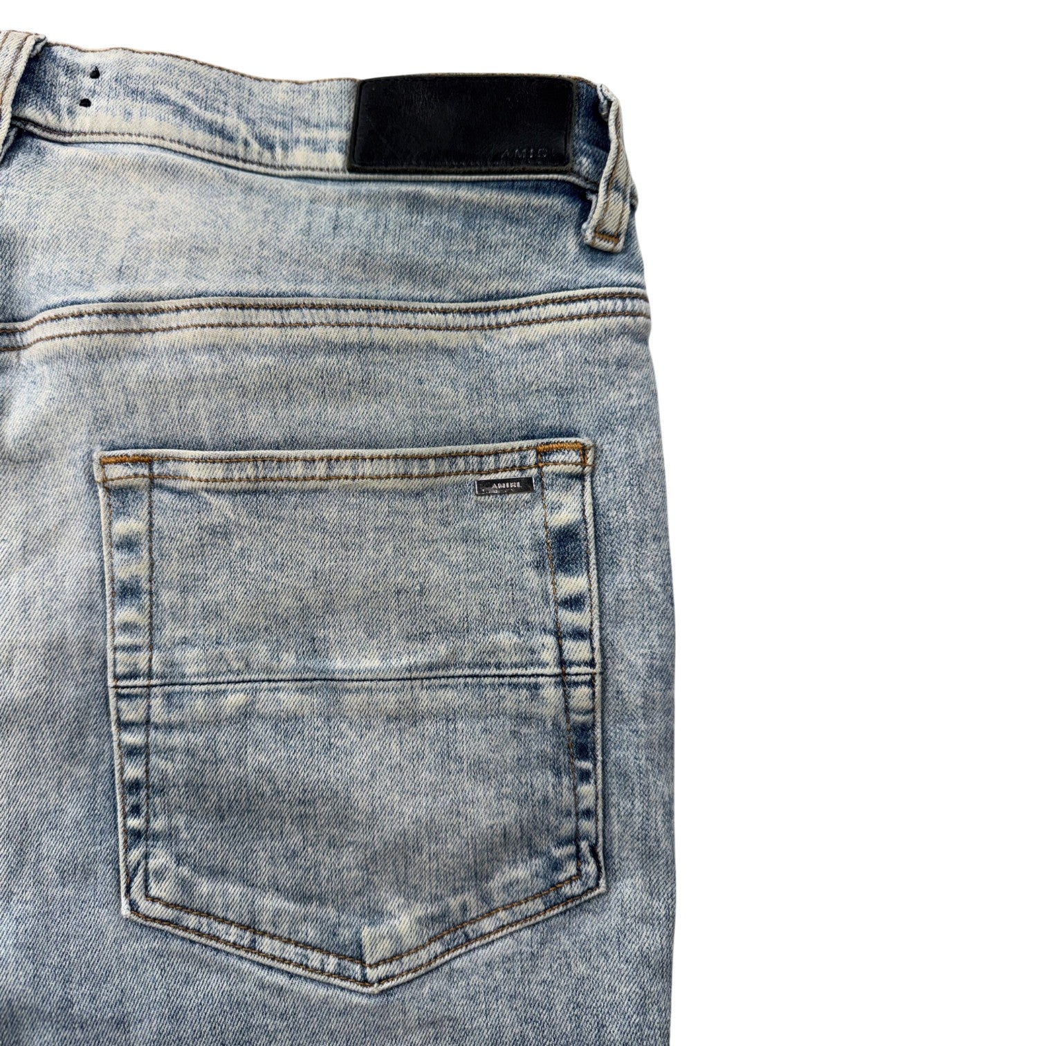 Amiri Button Snap Flare Stacked Light Wash Jeans
