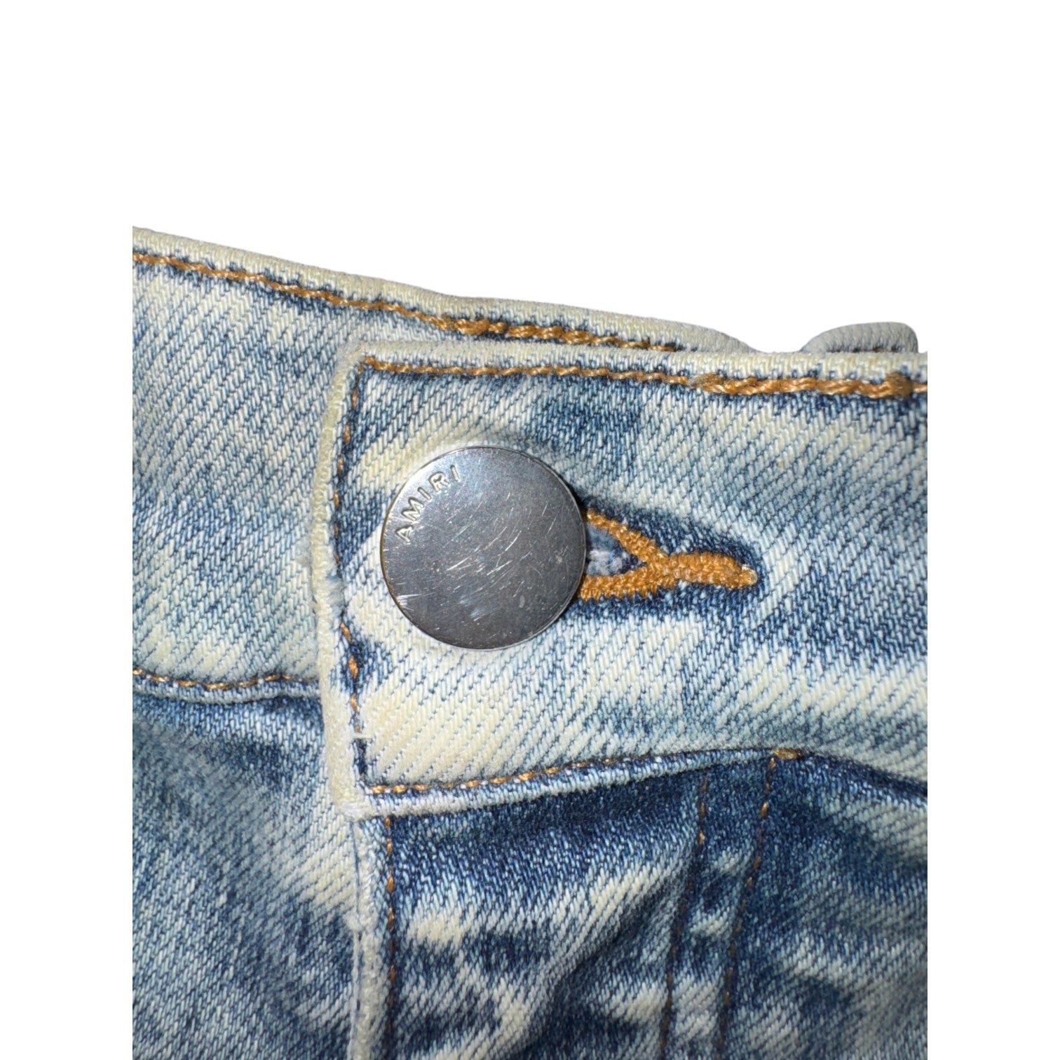 Amiri Button Snap Flare Stacked Light Wash Jeans