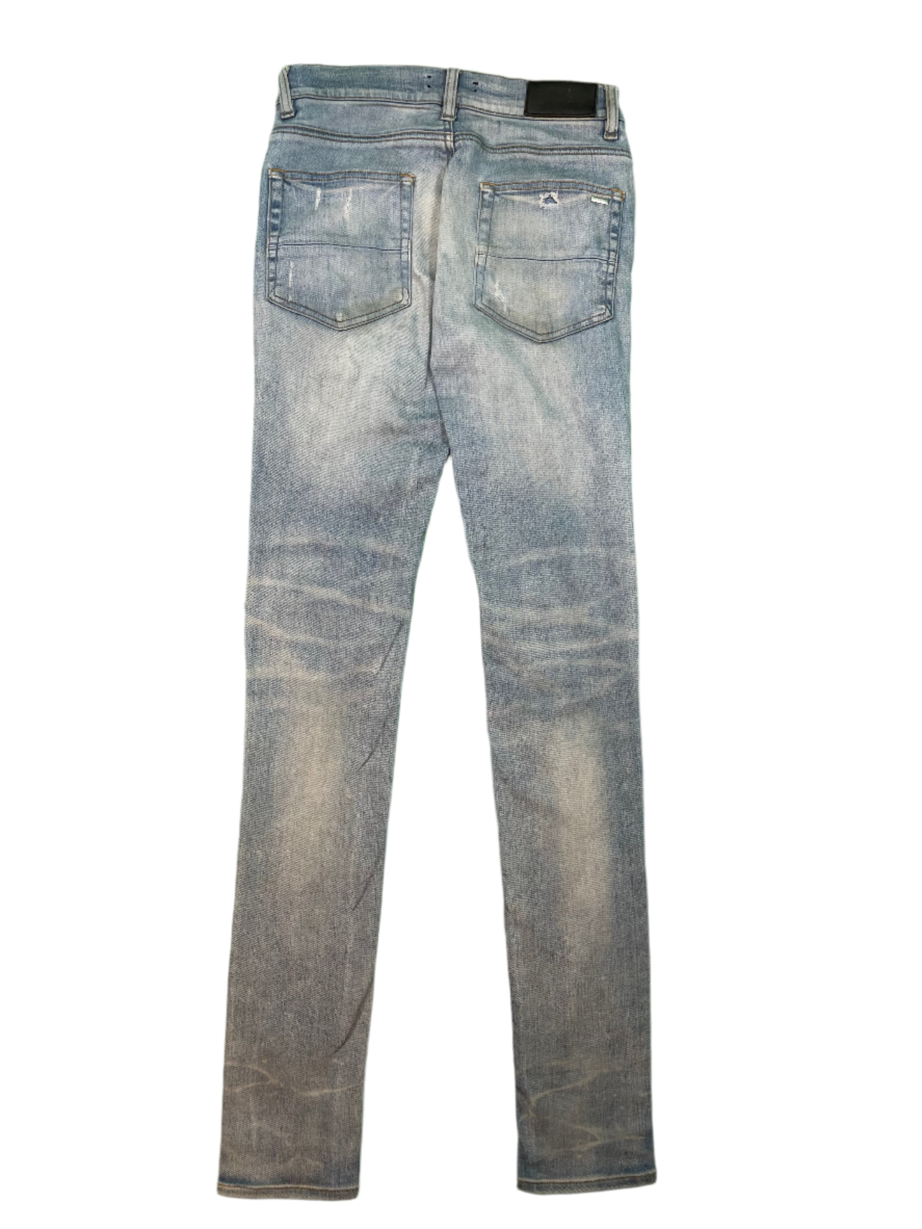 Amiri MX1 Brown Clay Patch Vintage Wash Blue Jeans