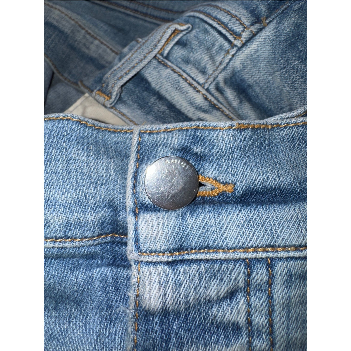 Amiri "MX2" Plaid Patch Light Wash, Blue & Black Jeans