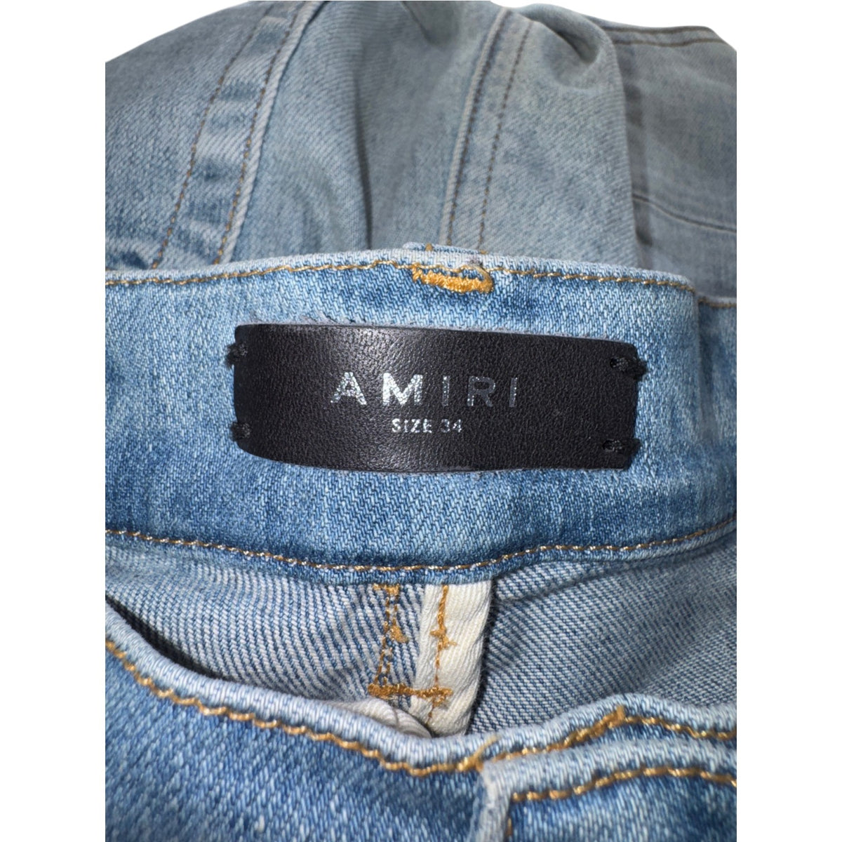 Amiri "MX2" Plaid Patch Light Wash, Blue & Black Jeans