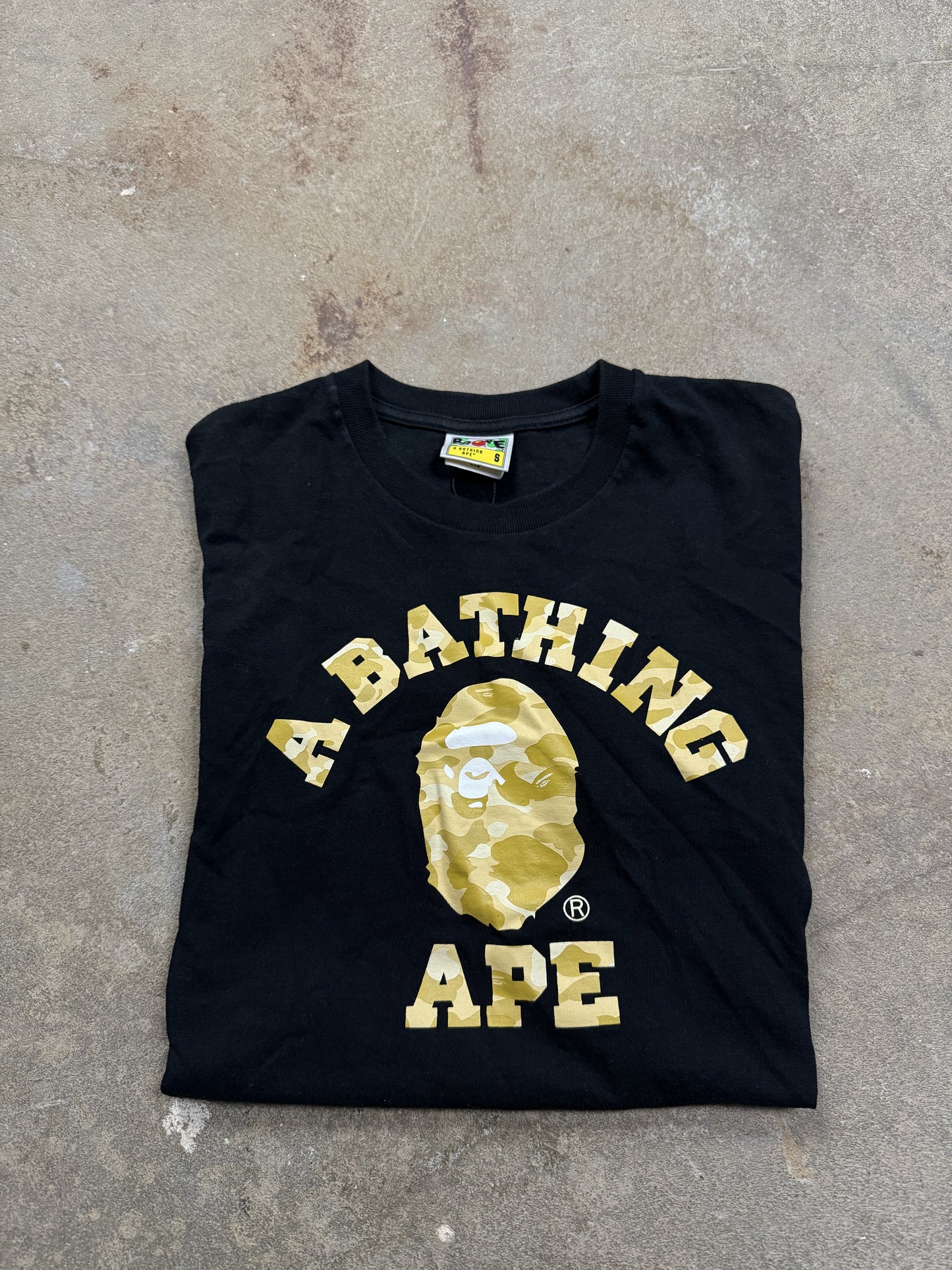 Bape Tee Black Yellow Camo Used Small