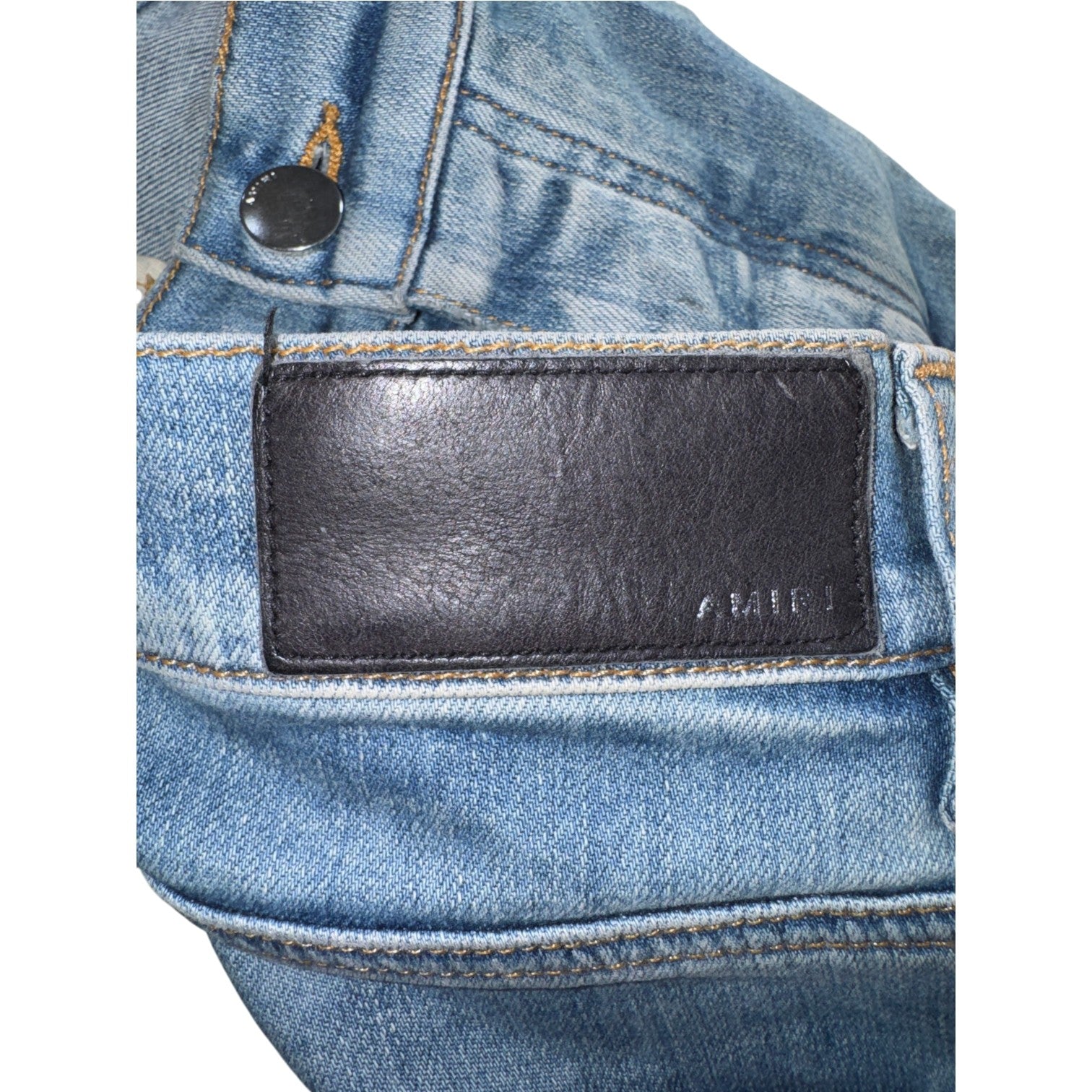 Amiri "MX2" Plaid Patch Light Wash, Blue & Black Jeans
