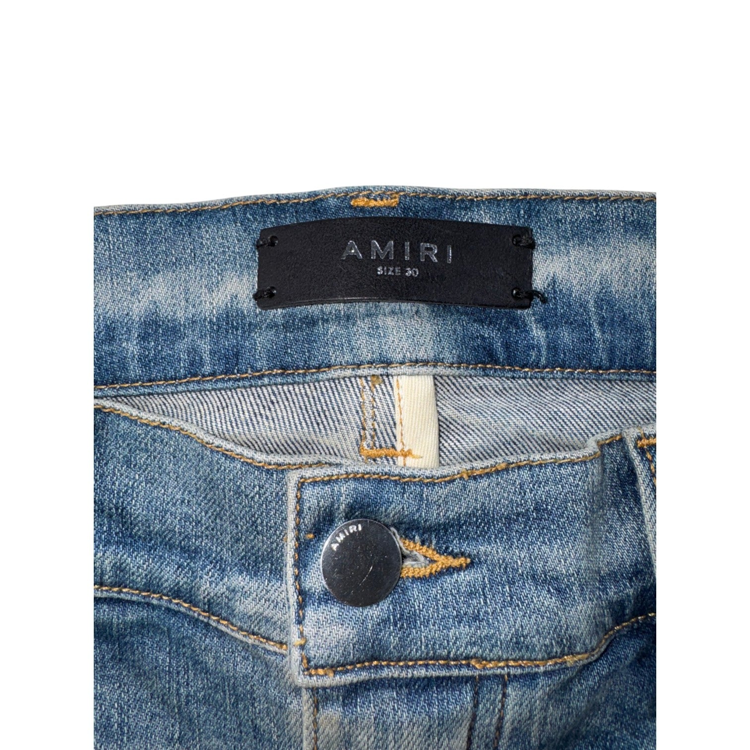 Amiri "MX2" Honeycomb Light Wash, Brown & Yellow Jeans
