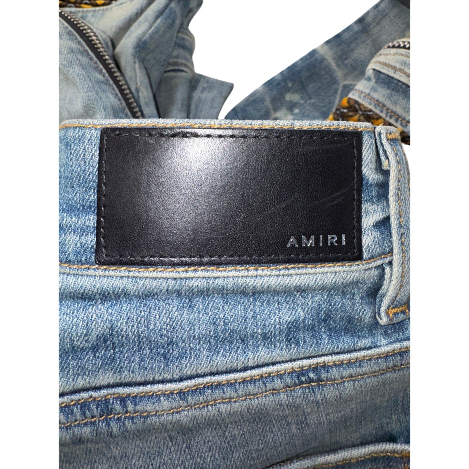 Amiri "MX2" Honeycomb Light Wash, Brown & Yellow Jeans