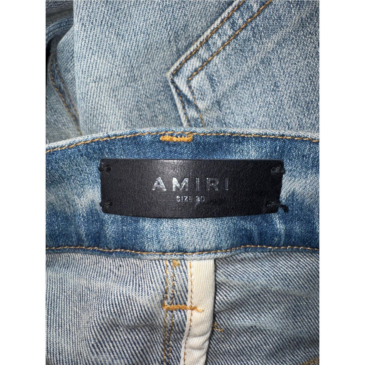 Amiri "MX2" Honeycomb Light Wash, Brown & Yellow Jeans