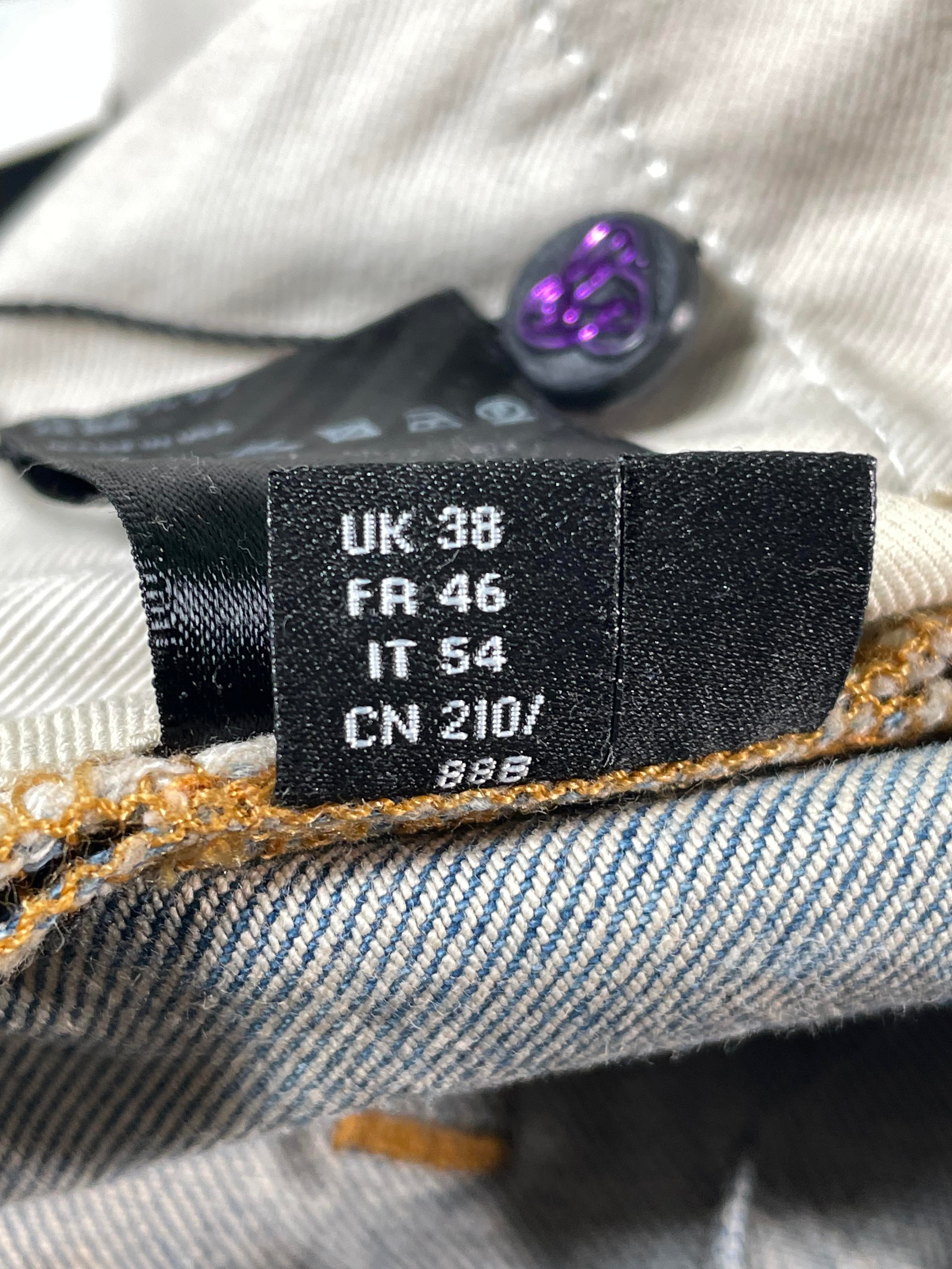 Amiri MX2 Blue & Orange Plaid Patch Light Wash Jeans