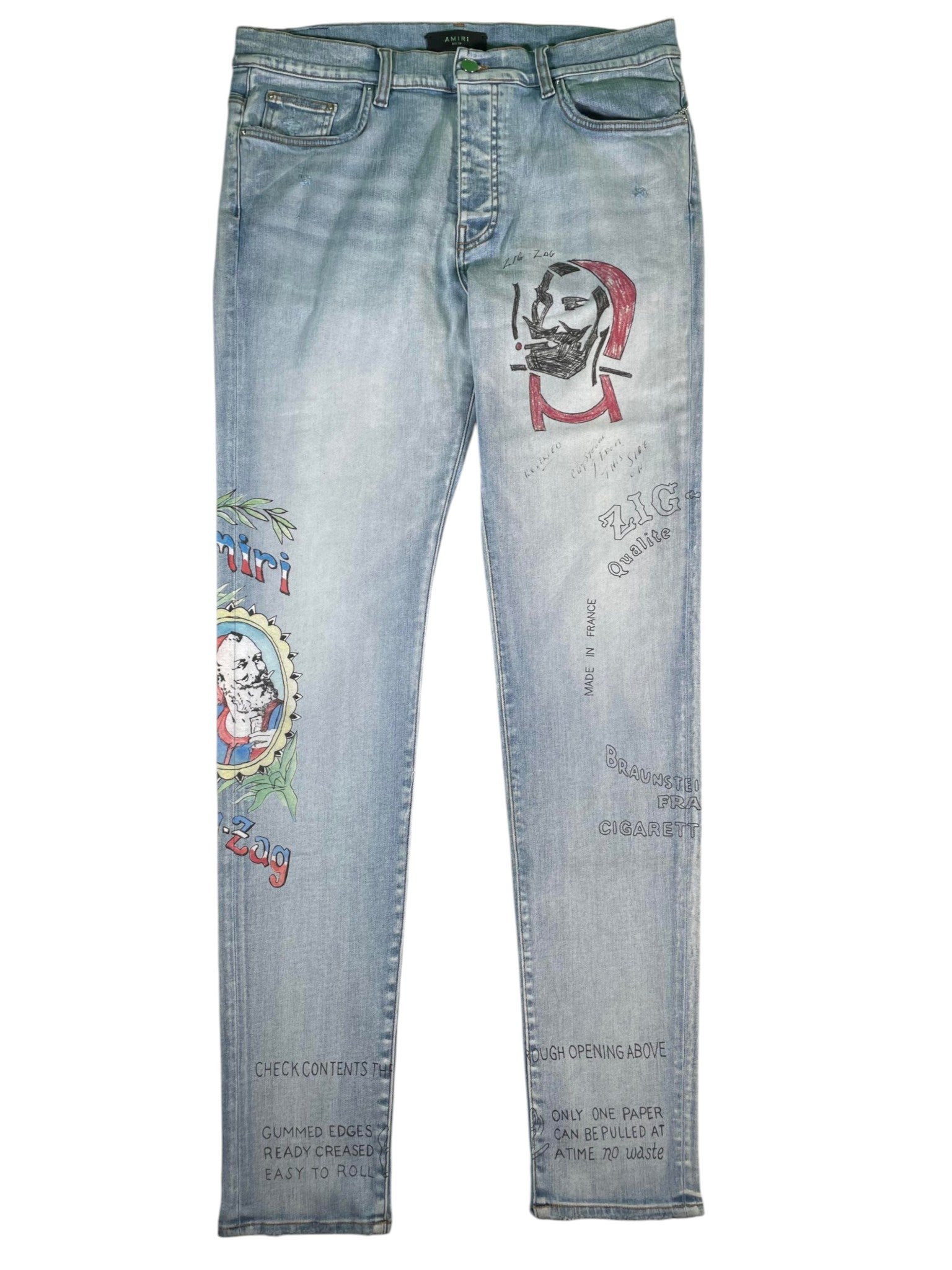 Amiri Stencil Zig Zag Light Wash Jeans