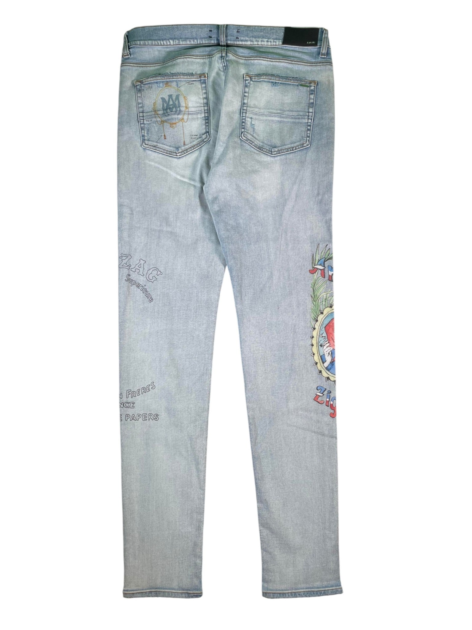 Amiri Stencil Zig Zag Light Wash Jeans