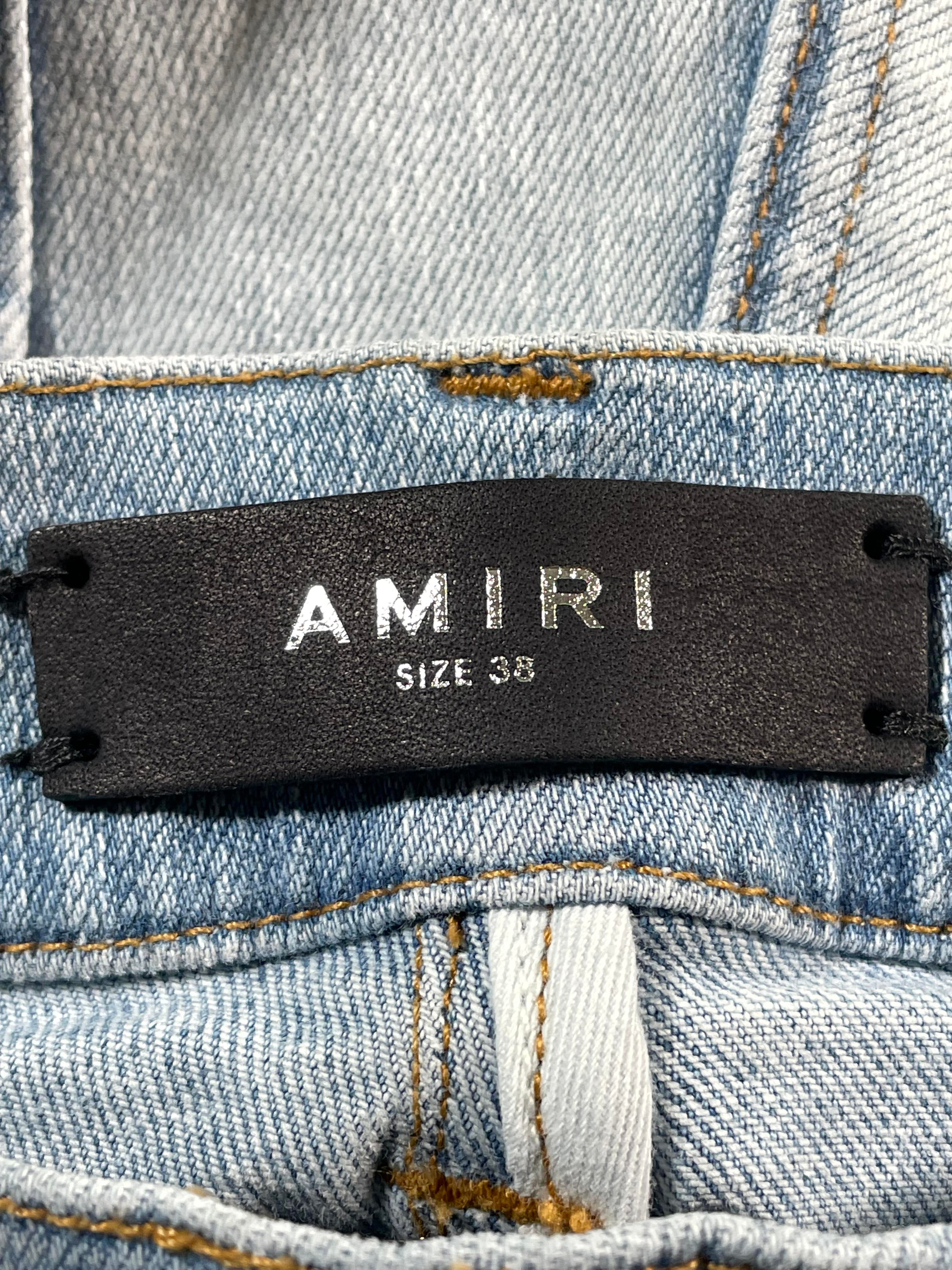 Amiri Stencil Zig Zag Light Wash Jeans
