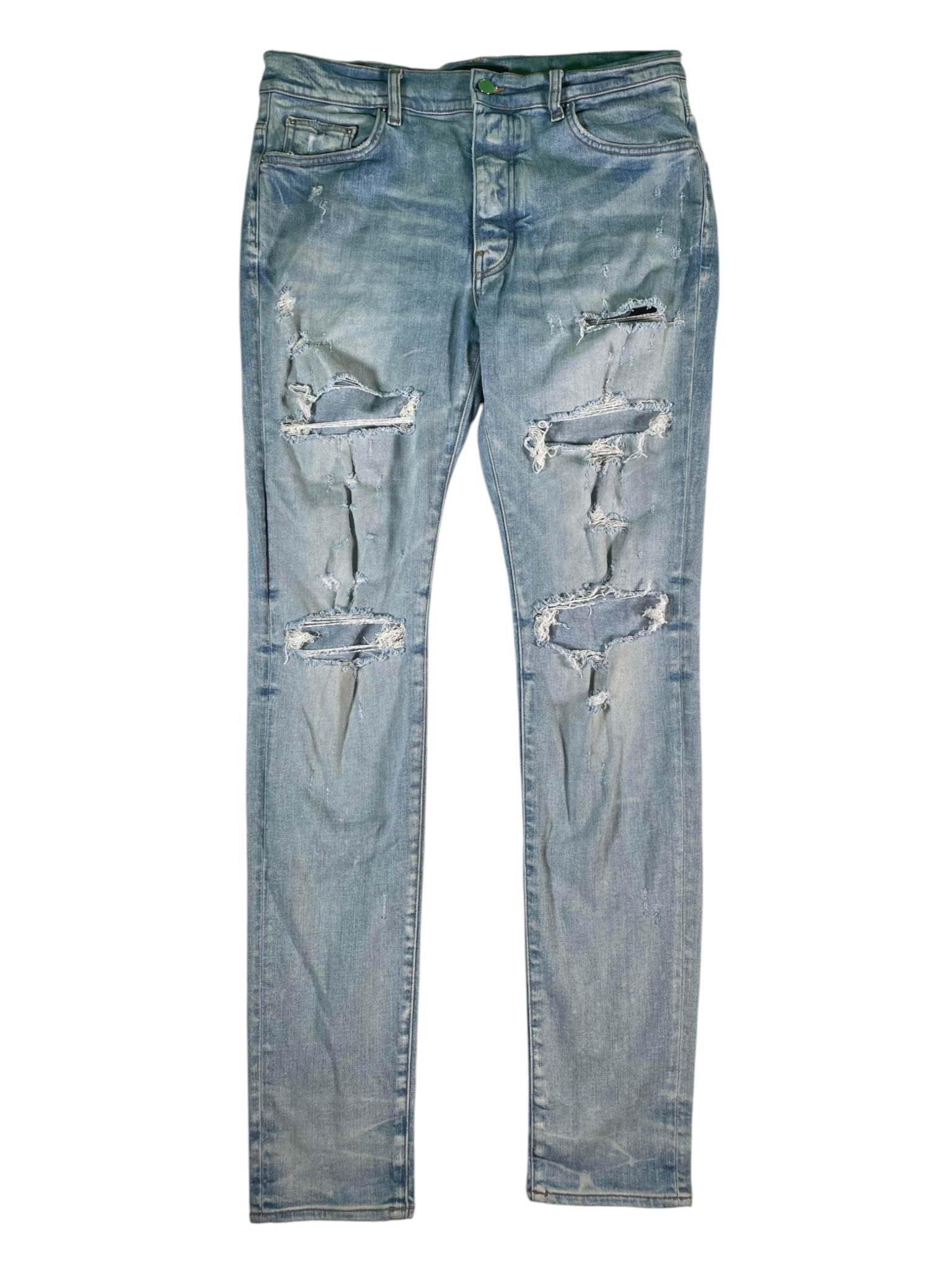 Amiri Plain Thrasher Ripped Light Wash Jeans
